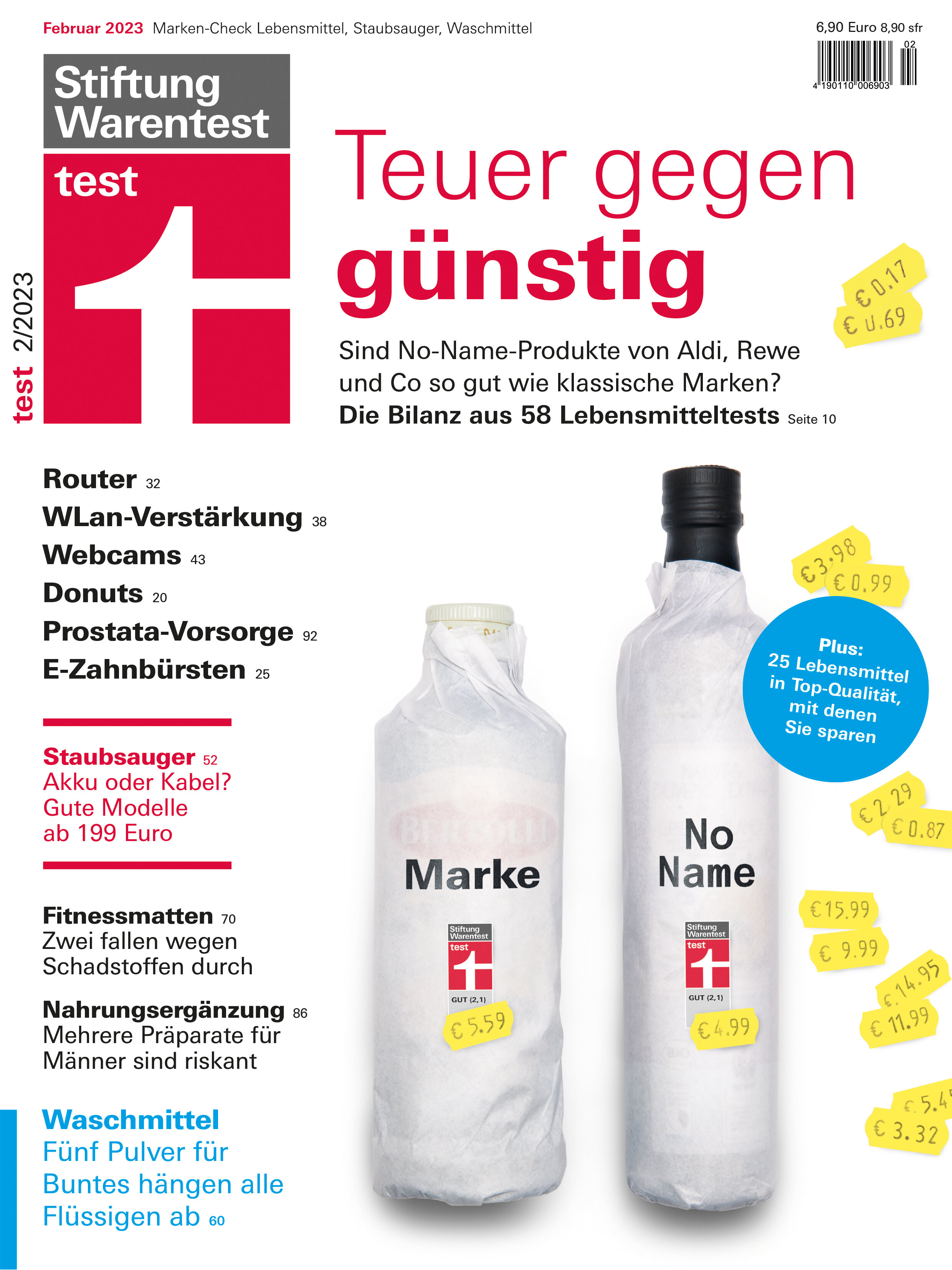 test 2/2023: Teuer vs. günstig: No-Name-Produkte so gut wie Marken-Produkte?