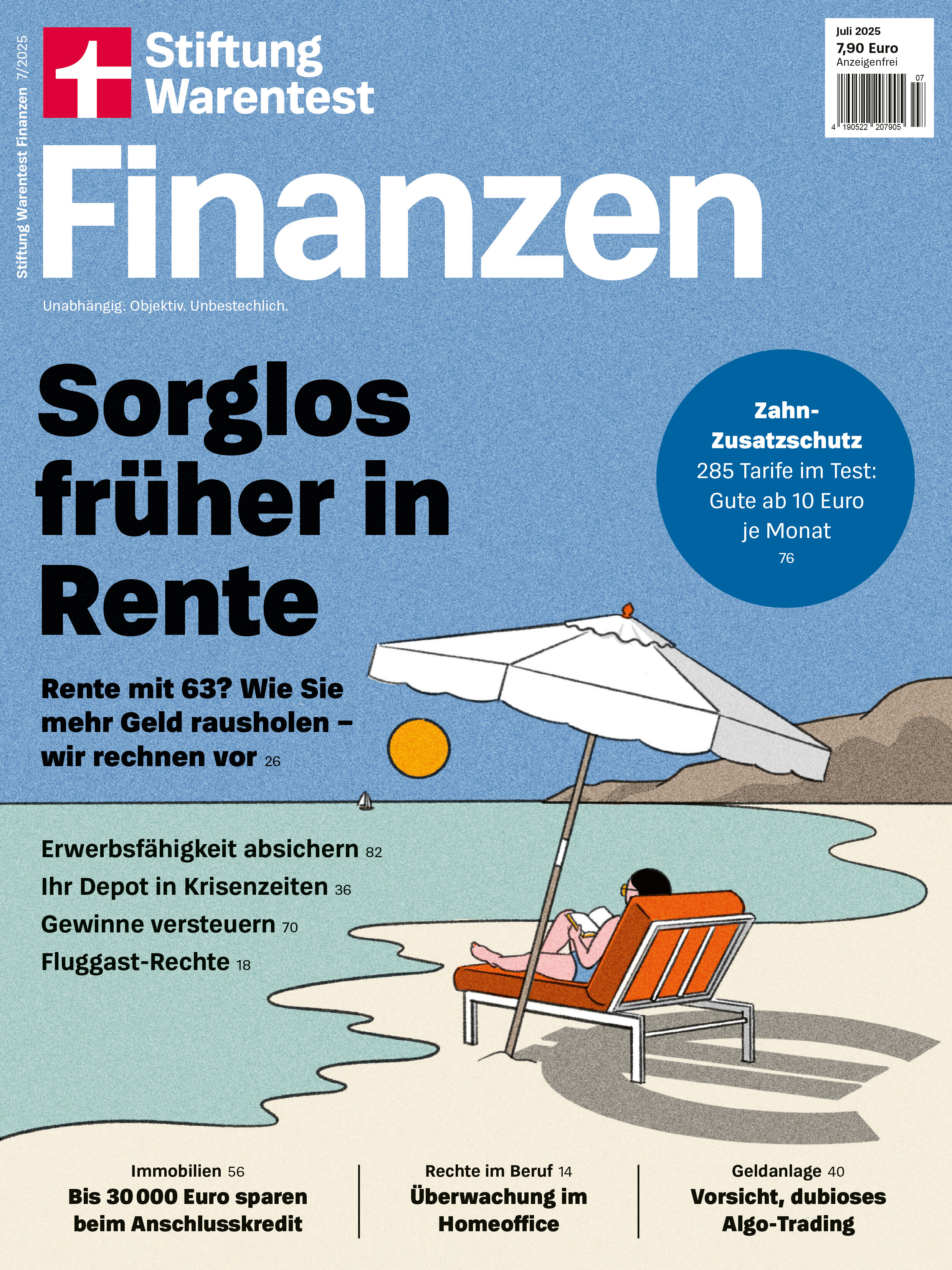 Stiftung Warentest Finanzen 07/2025: Sorglos früher in Rente – wie Sie mehr Geld rausholen