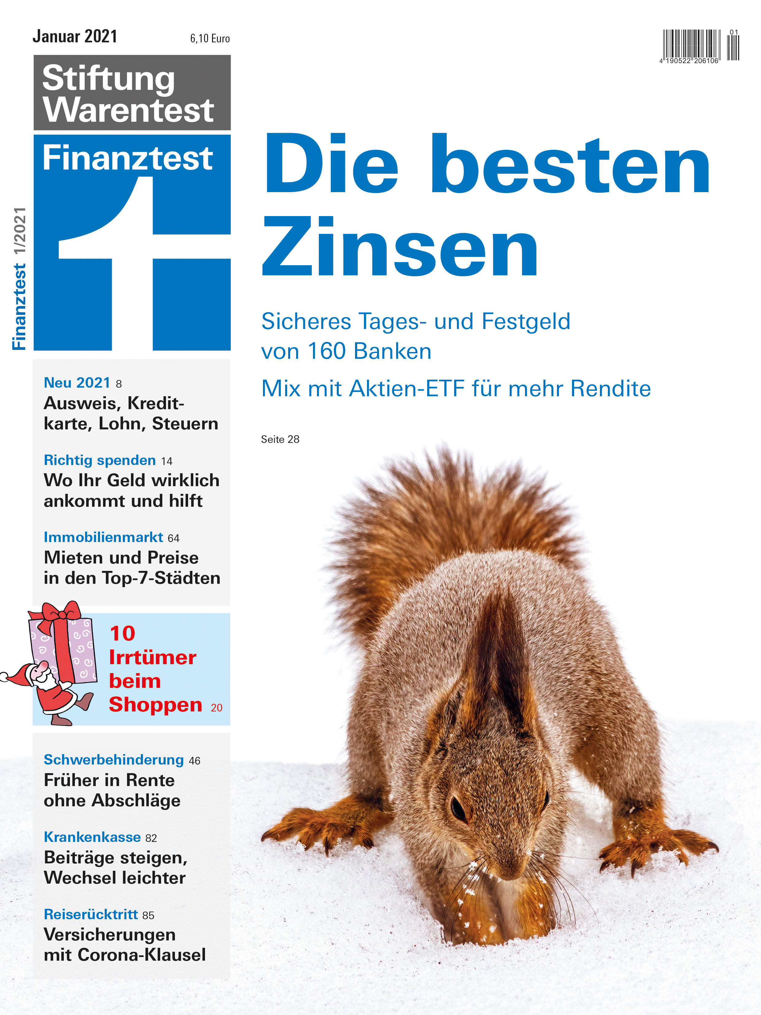 Finanztest 01/2021: Zinsangebote von 160 Banken, Rendite-Mix mit Aktien-ETF