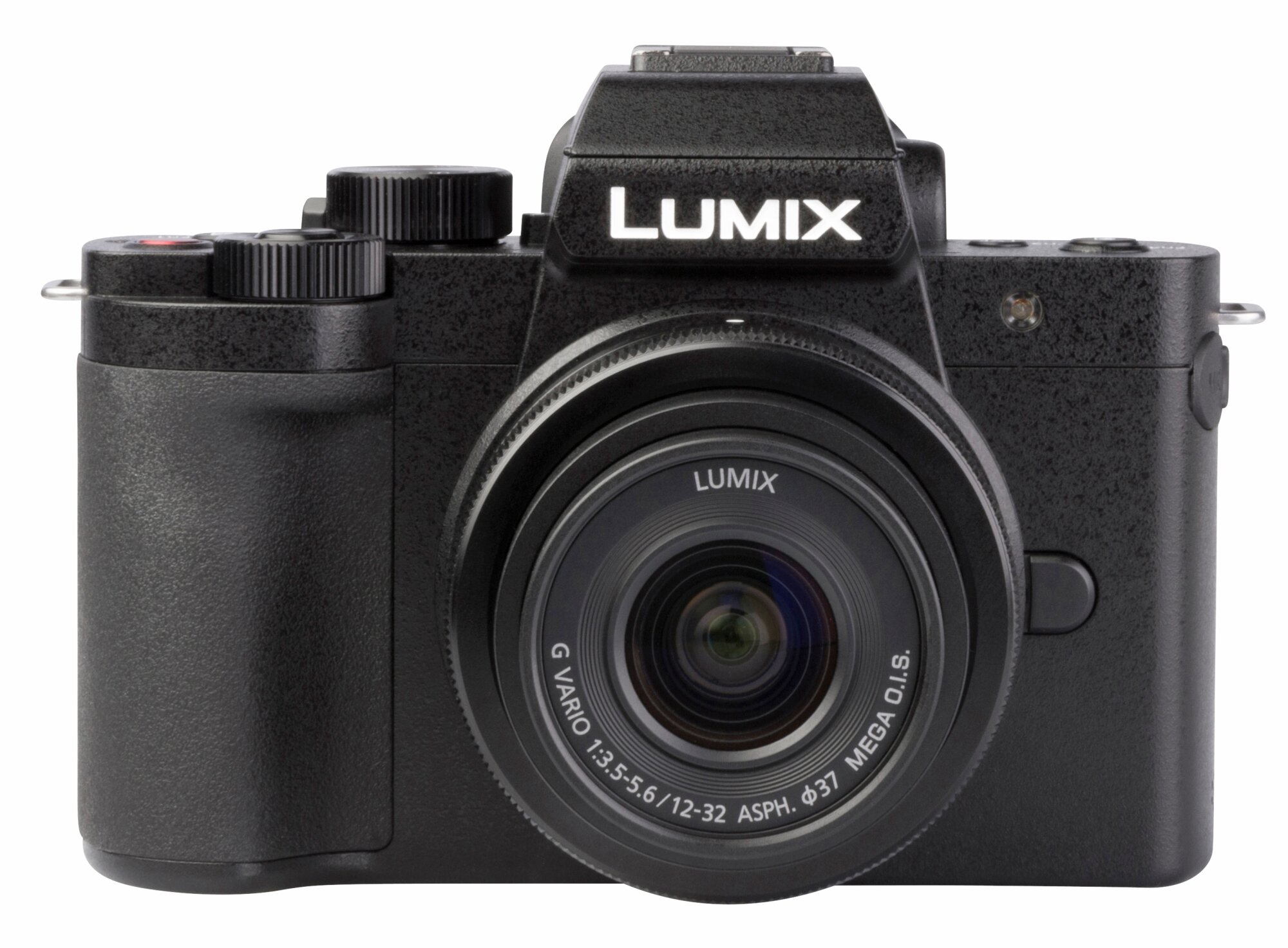 Panasonic Lumix DC-G100D + 12-32 Mega O.I.S. Ansicht von vorne geneigt