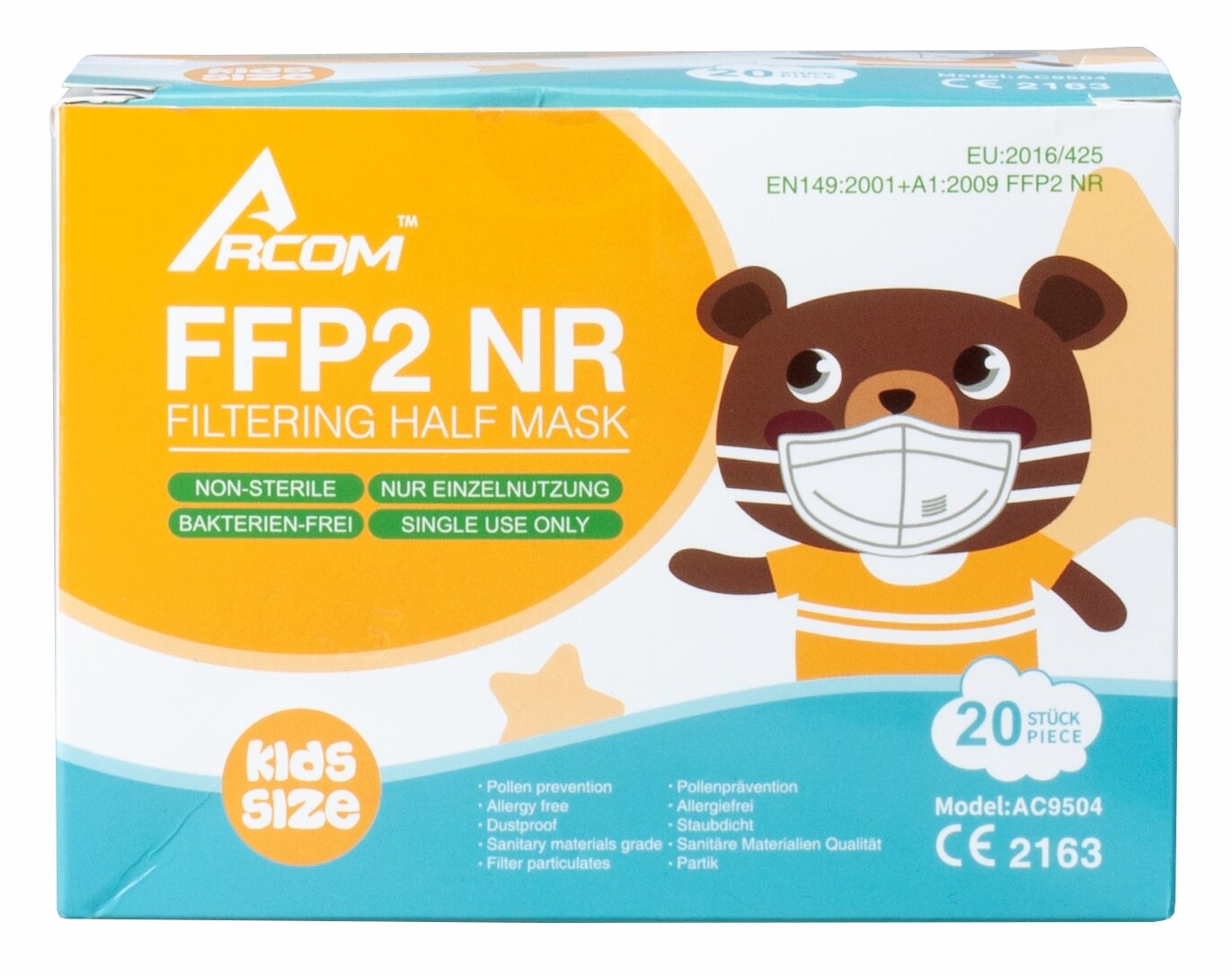 Arcom FFP2 Filtering half mask kids size AC9504 Verpackung