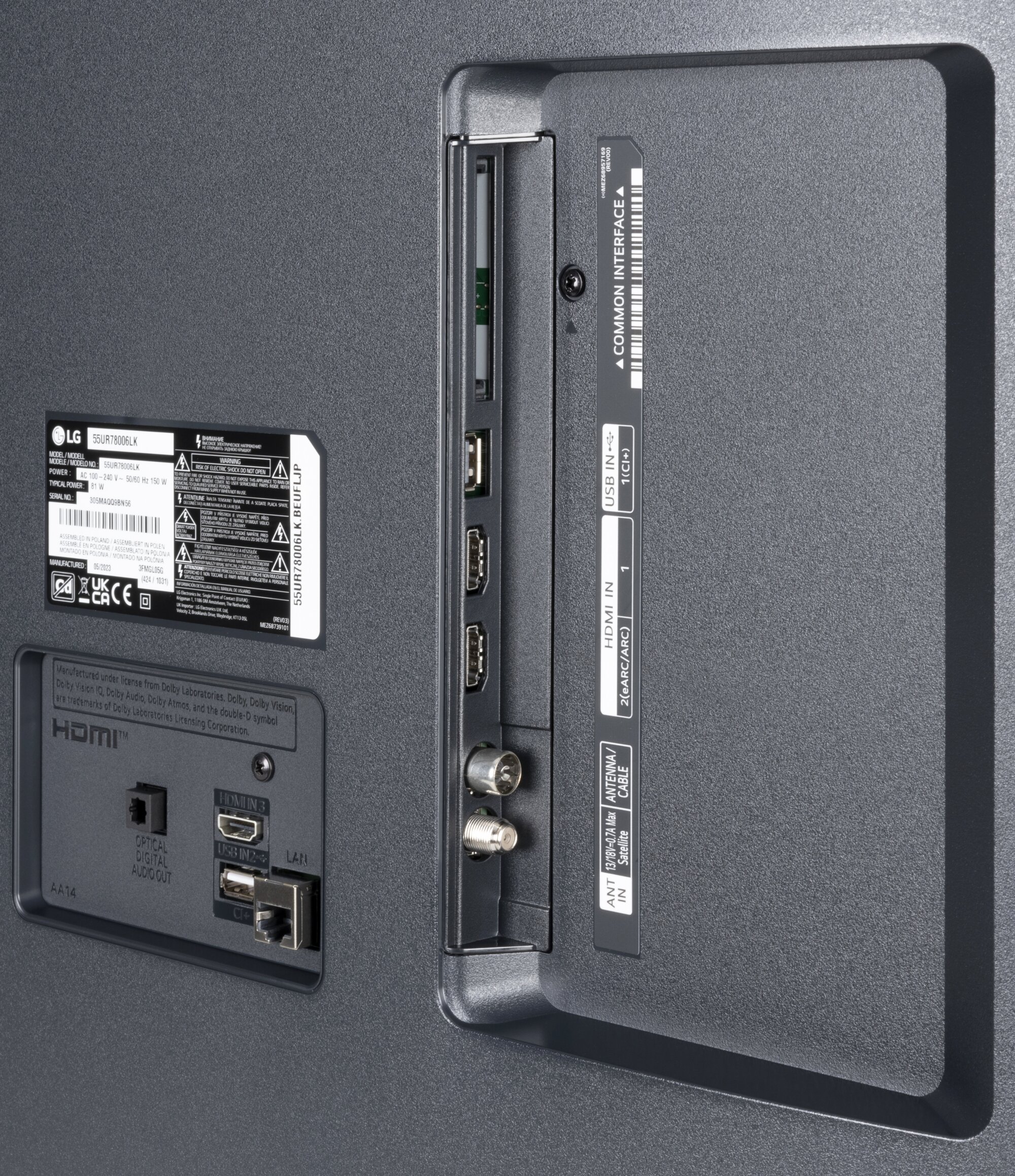 LG 55UR78006LK Anschlüsse