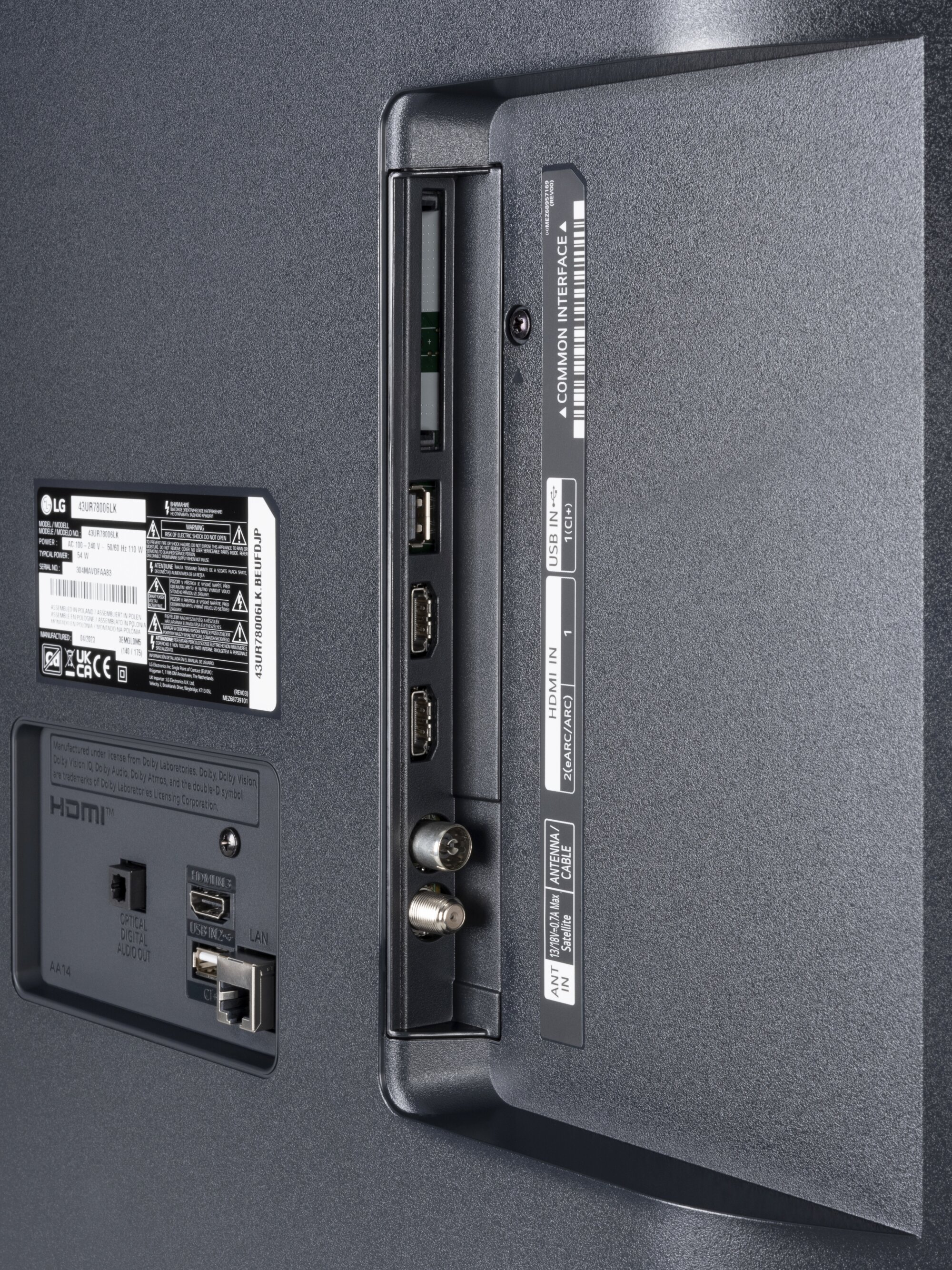LG 43UR78006LK Anschlüsse