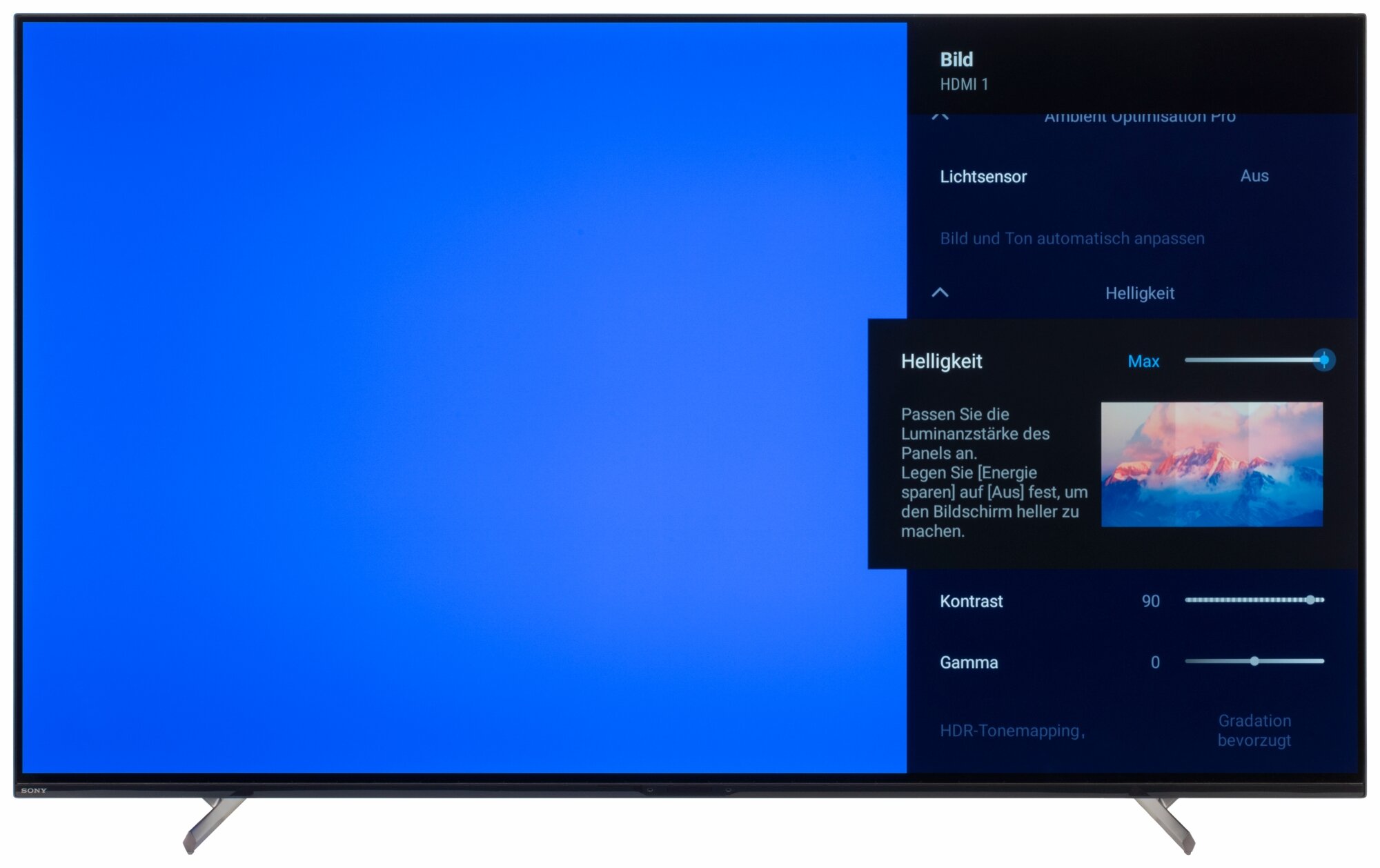 Sony XR-55A80L Bildschirmmenü