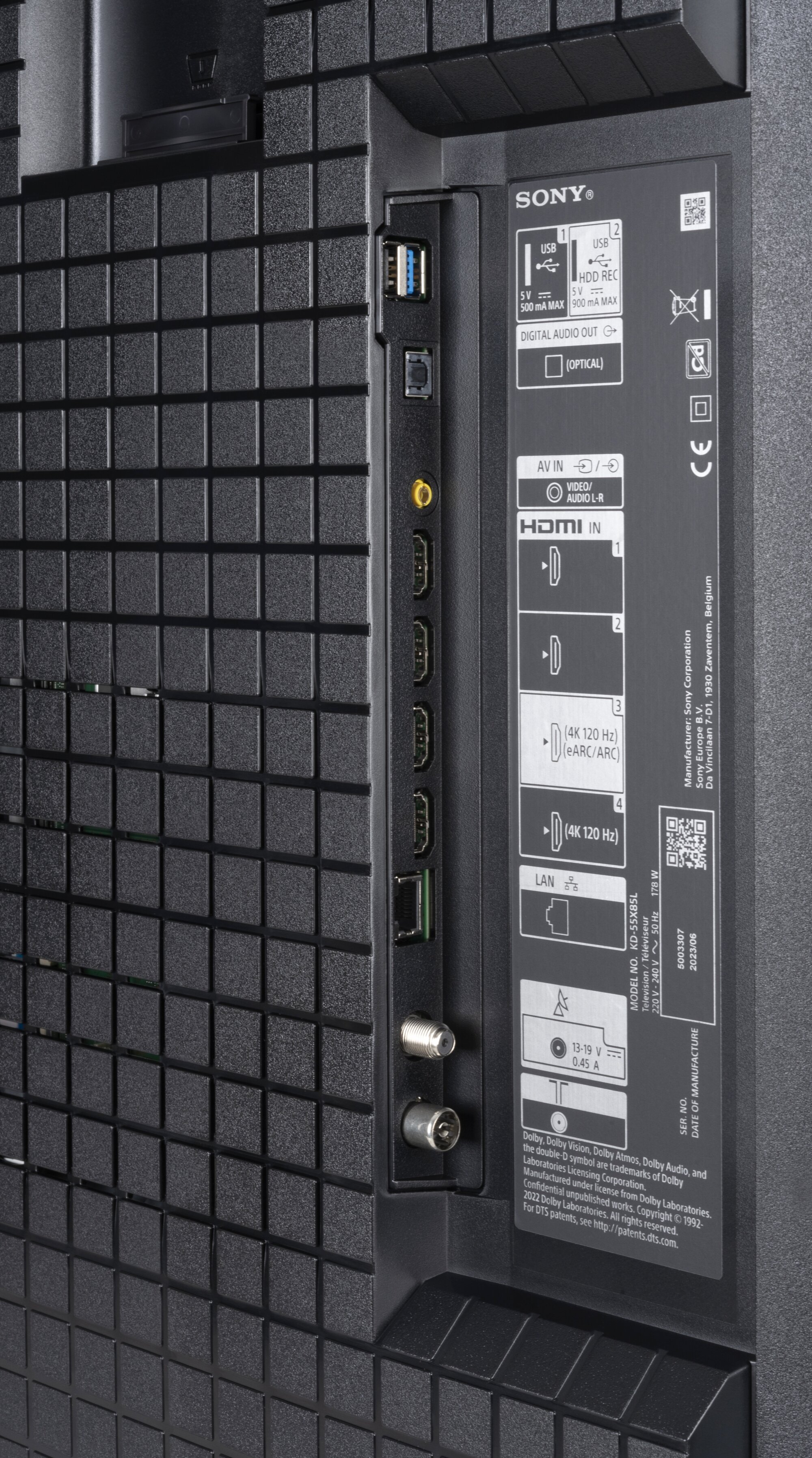Sony KD-55X85L Anschlüsse