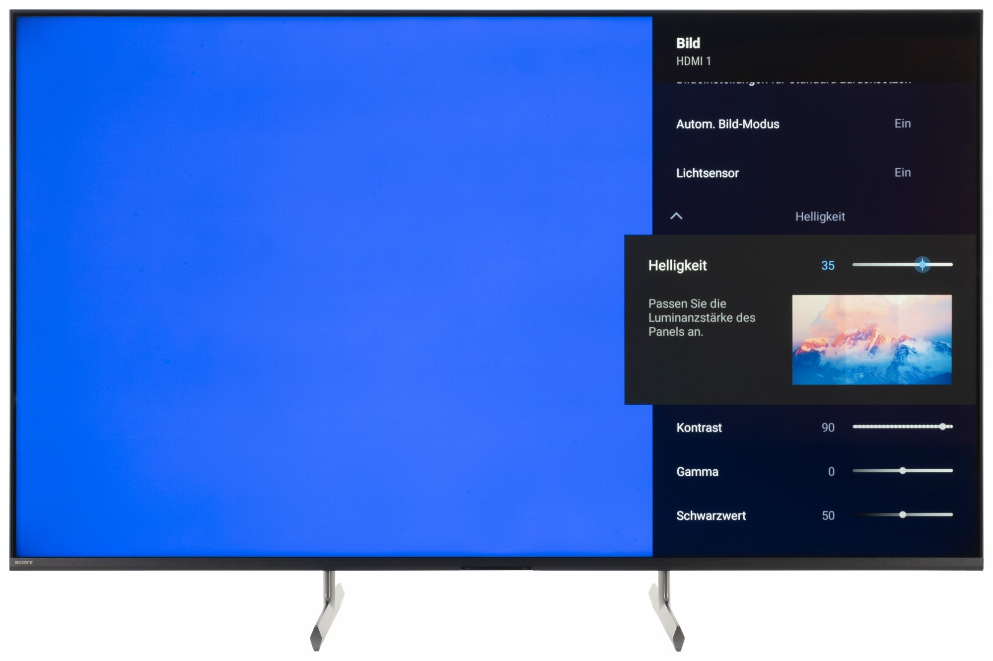 Sony KD-55X85L Bildschirmmenü
