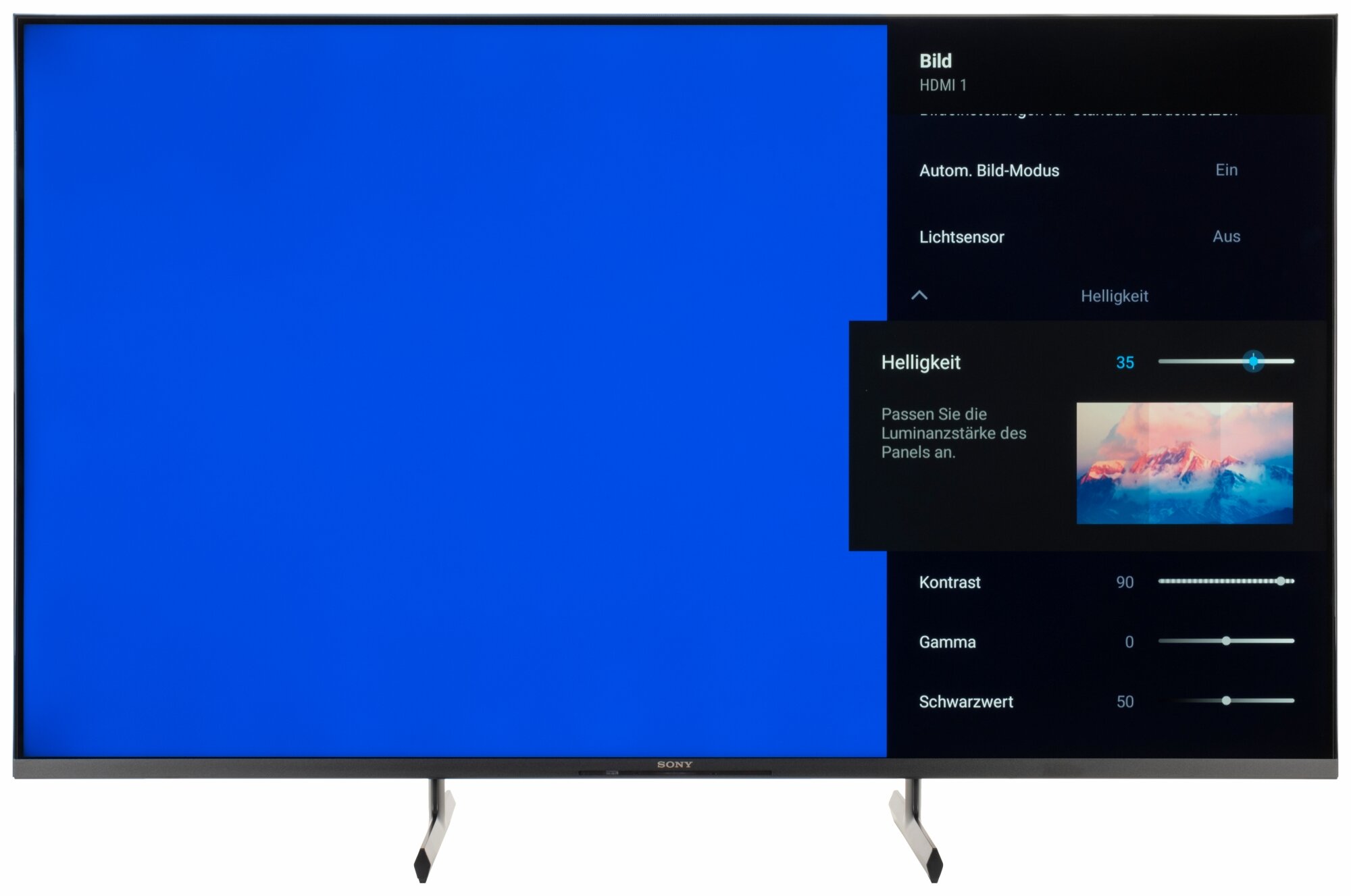 Sony KD-55X80L Bildschirmmenü