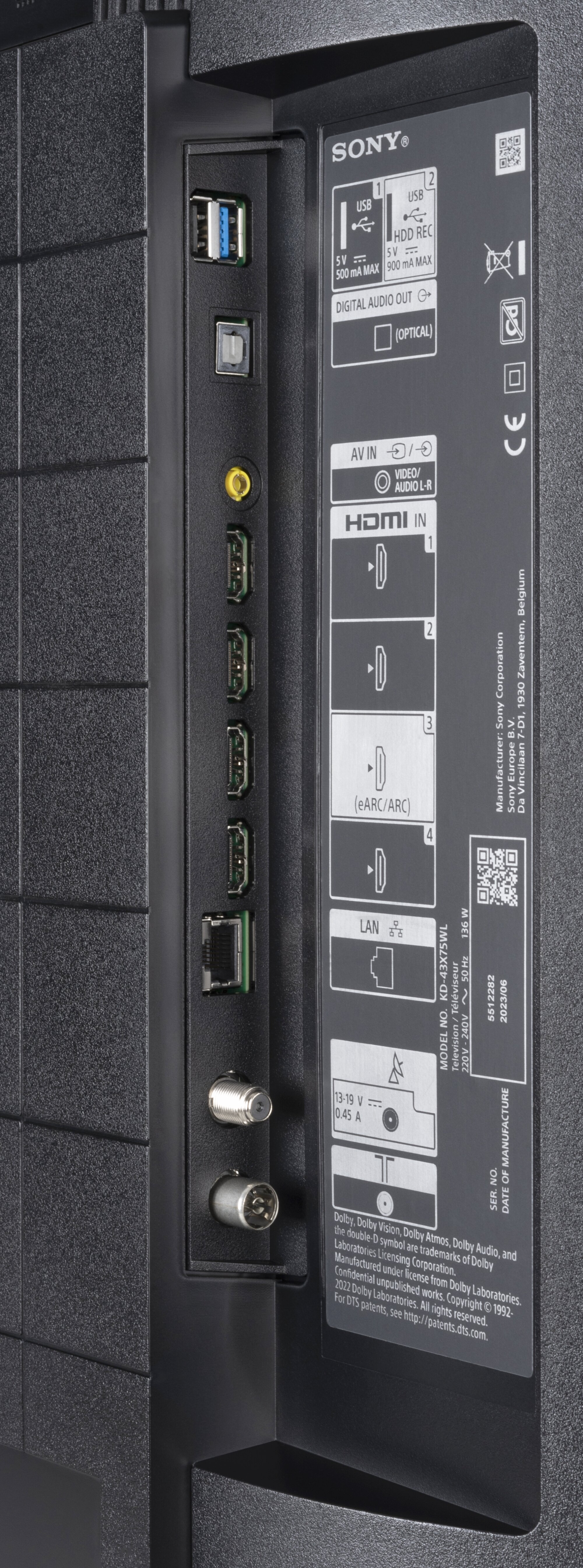 Sony KD-43X75WL Anschlüsse