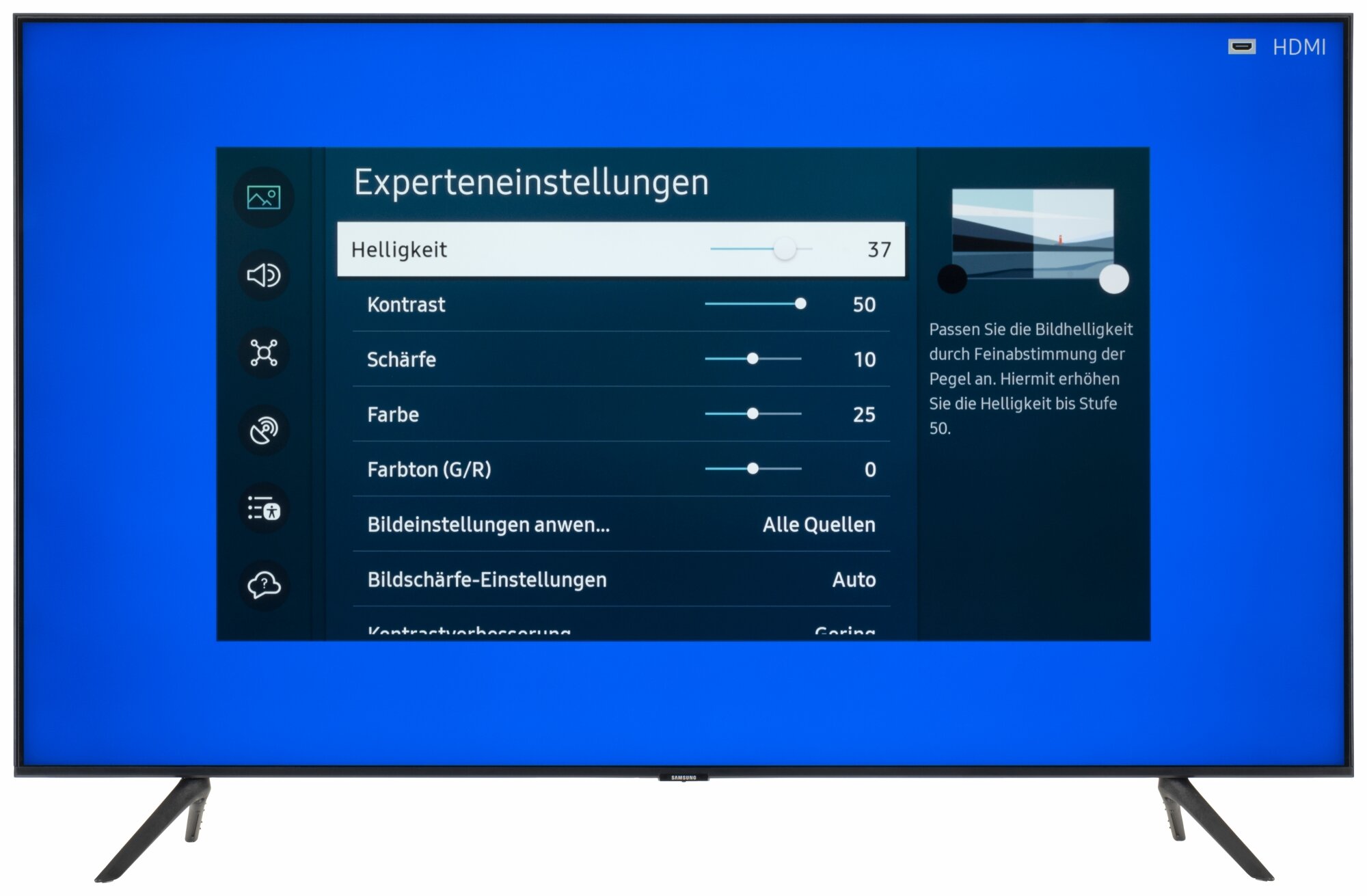 Samsung GU55CU7179U Bildschirmmenü