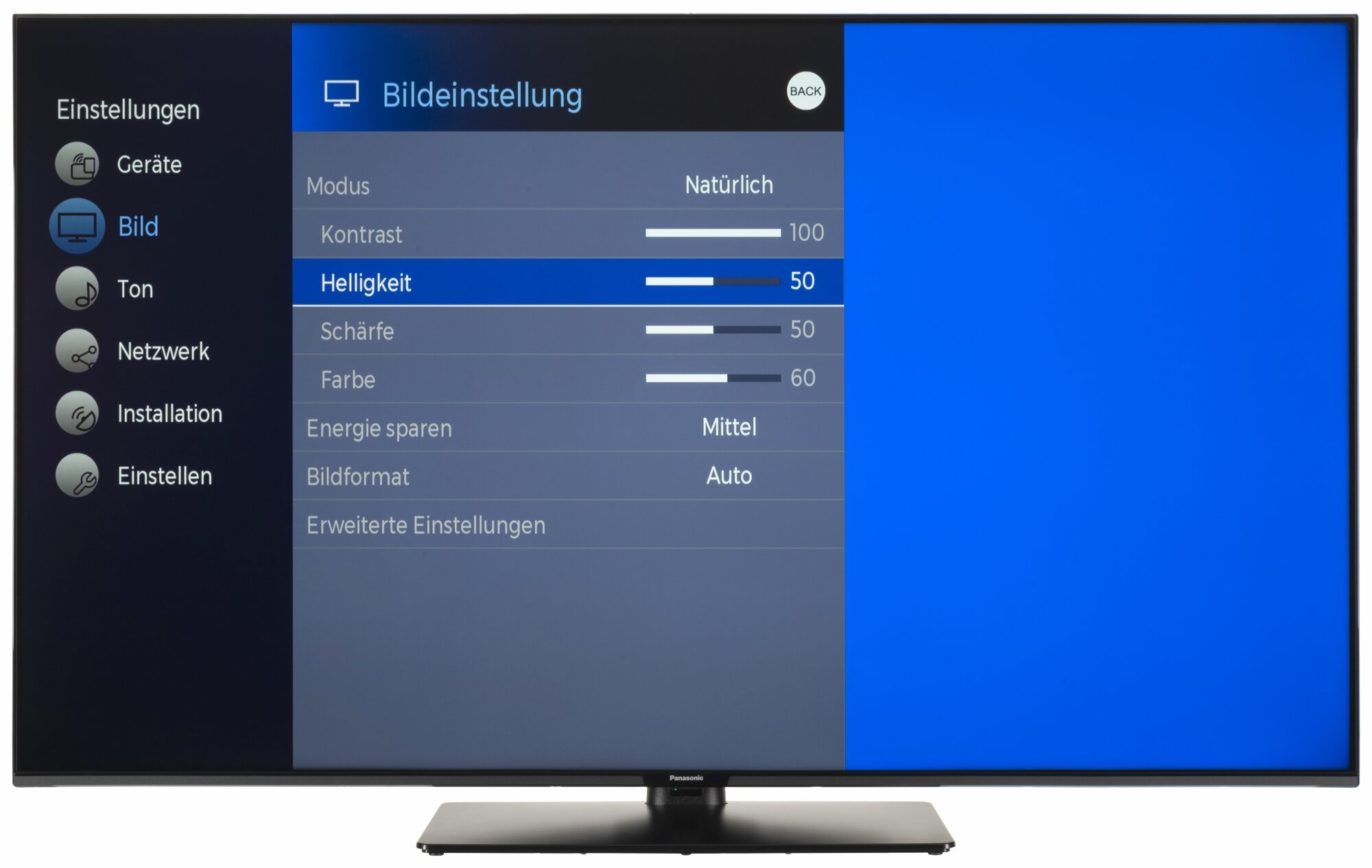 Panasonic TX-65MX600E Bildschirmmenü