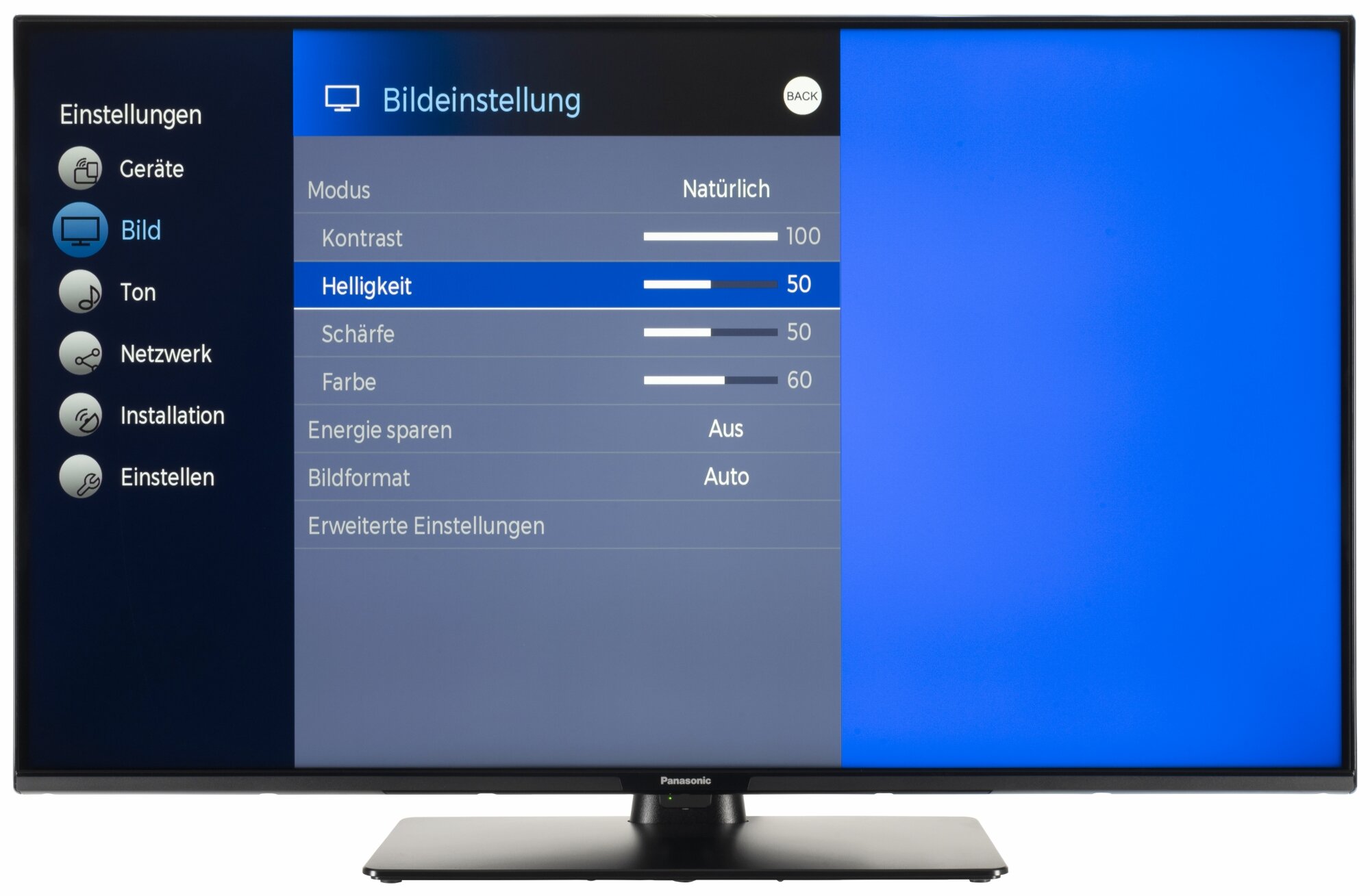 Panasonic TX-43MX600E Bildschirmmenü