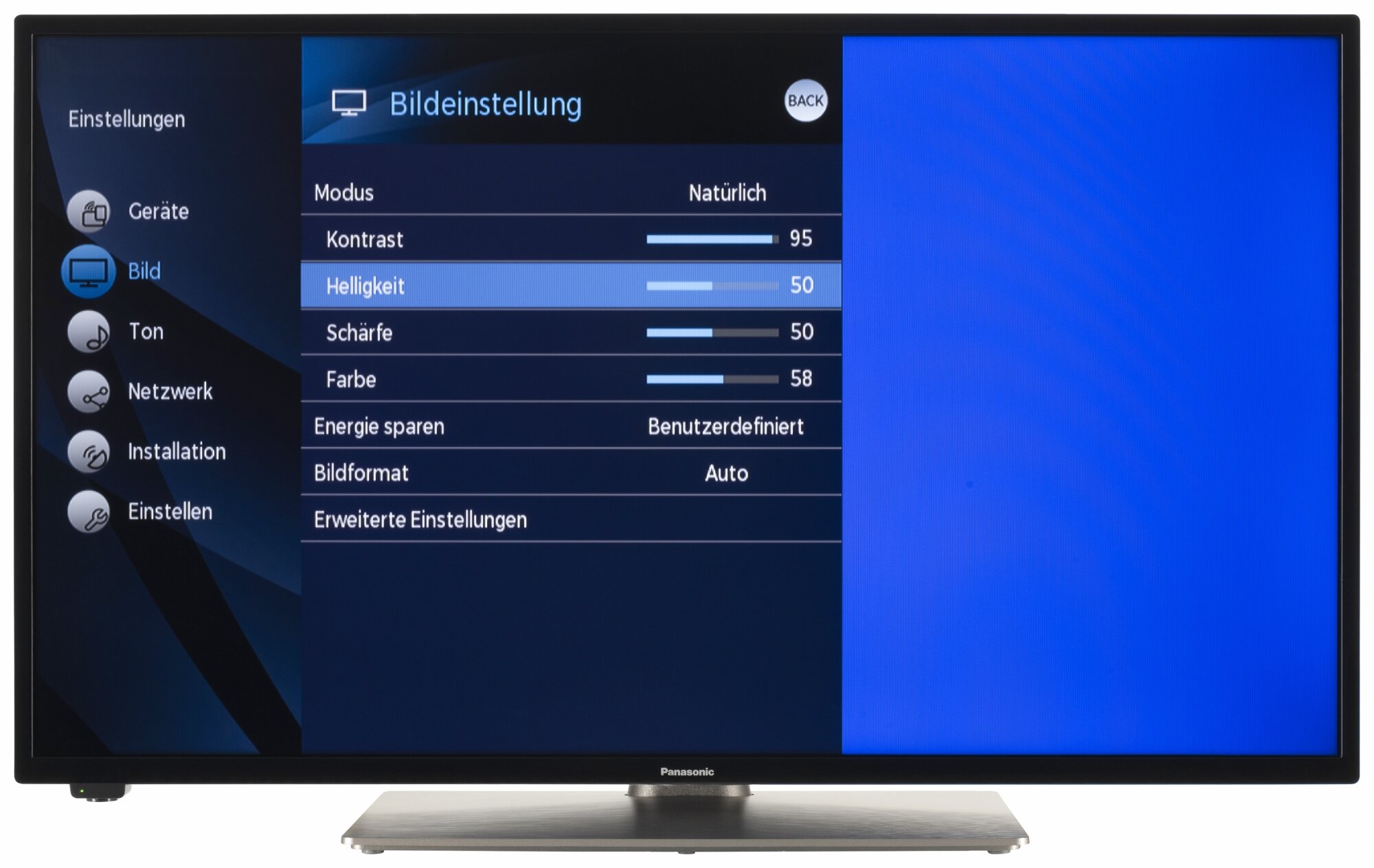 Panasonic TX-40MS360E Bildschirmmenü