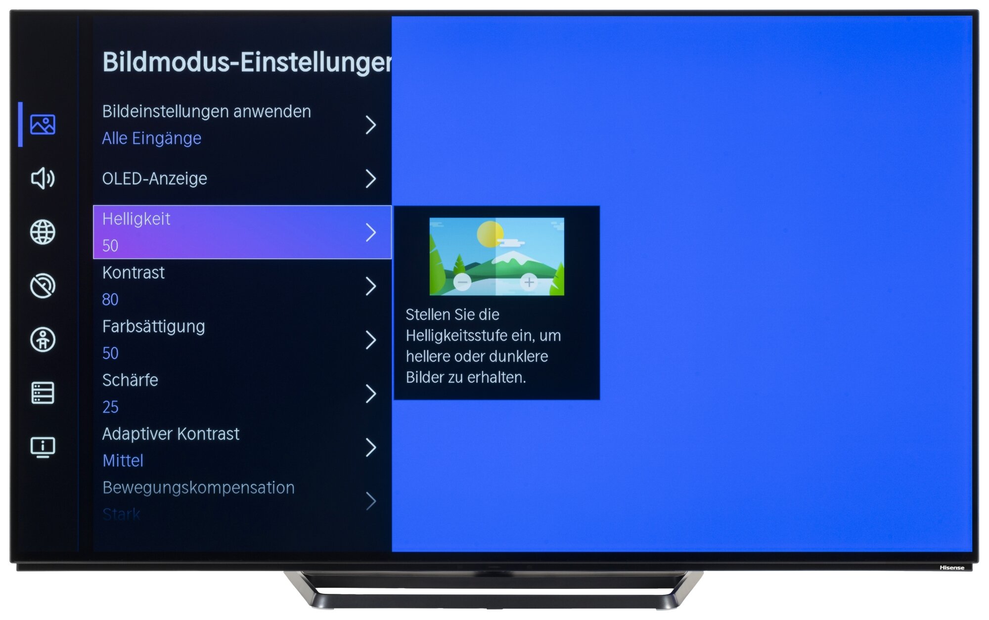 Hisense 55A85K Bildschirmmenü