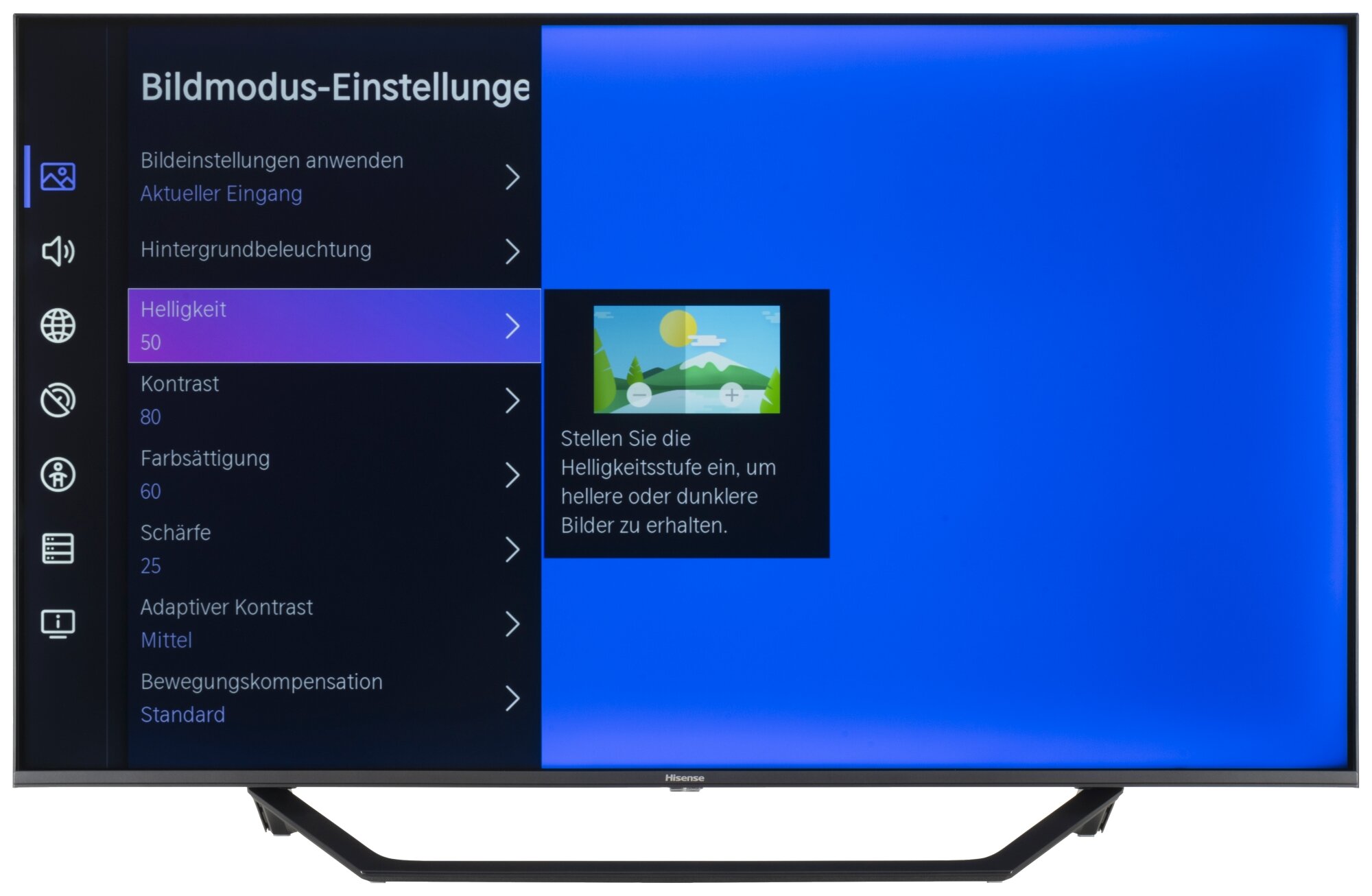 Hisense 50A7KQ Bildschirmmenü