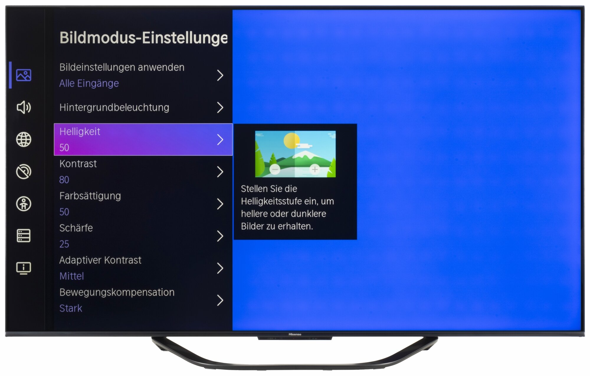 Hisense 65U7KQ Bildschirmmenü
