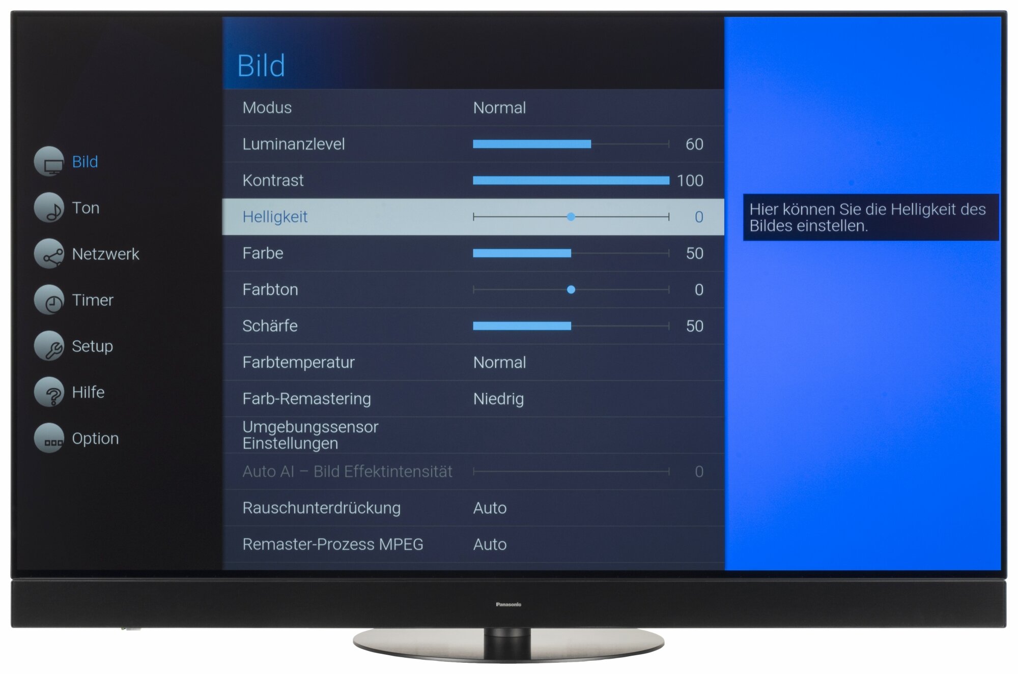 Panasonic TX-55MZW2004 Bildschirmmenü
