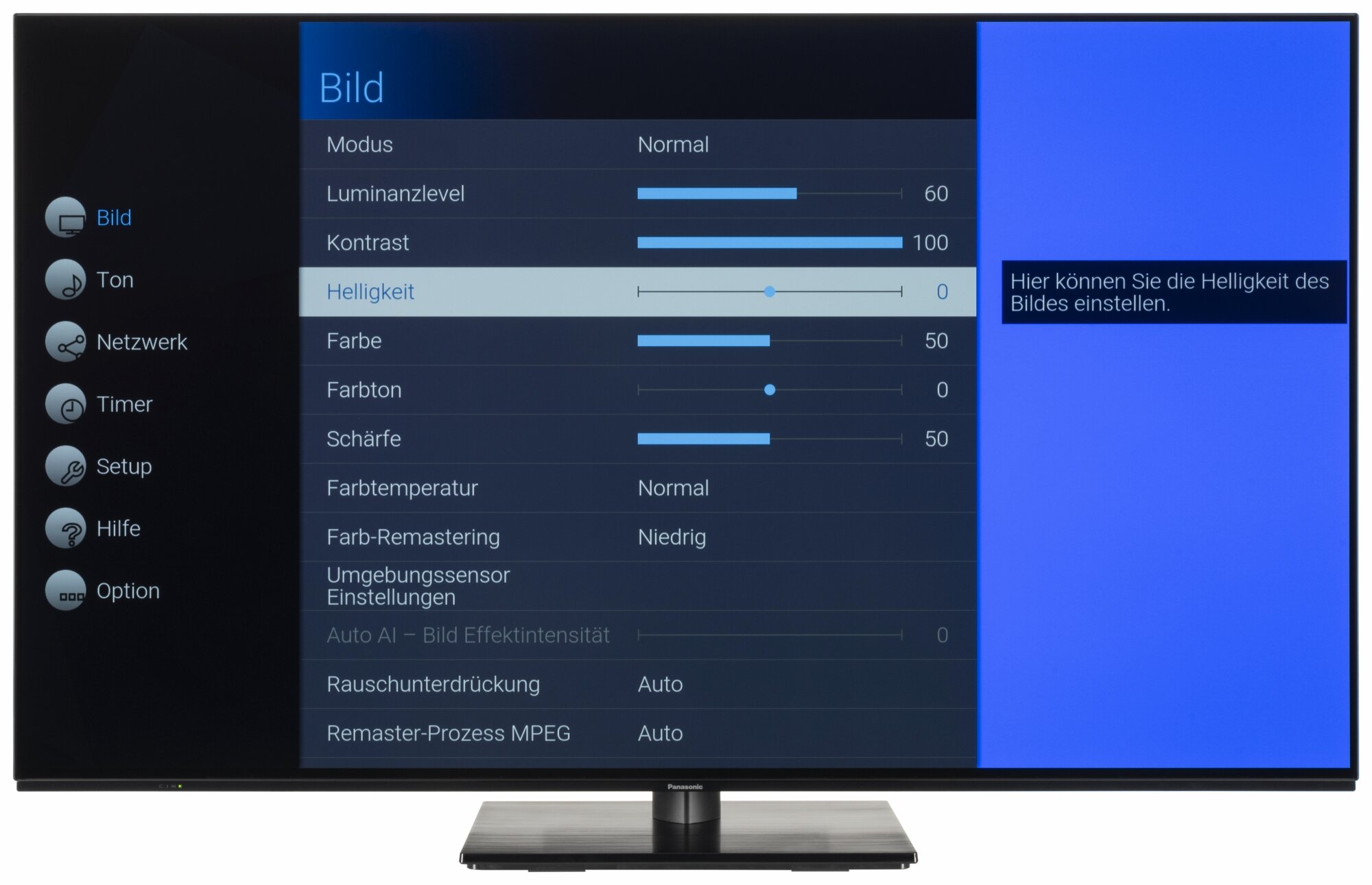 Panasonic TX-55MZW984 Bildschirmmenü