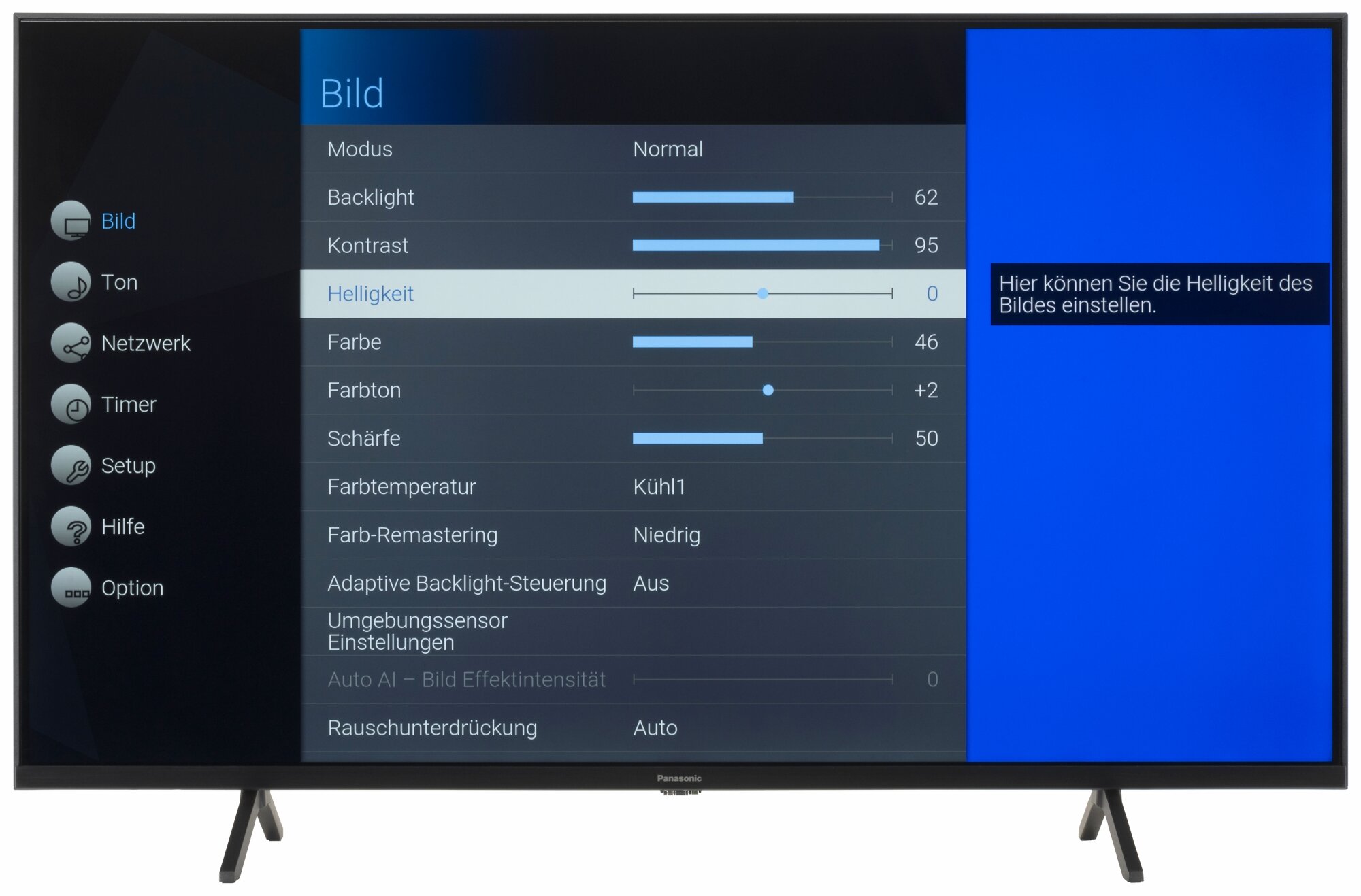 Panasonic TX-43MXW944 Bildschirmmenü