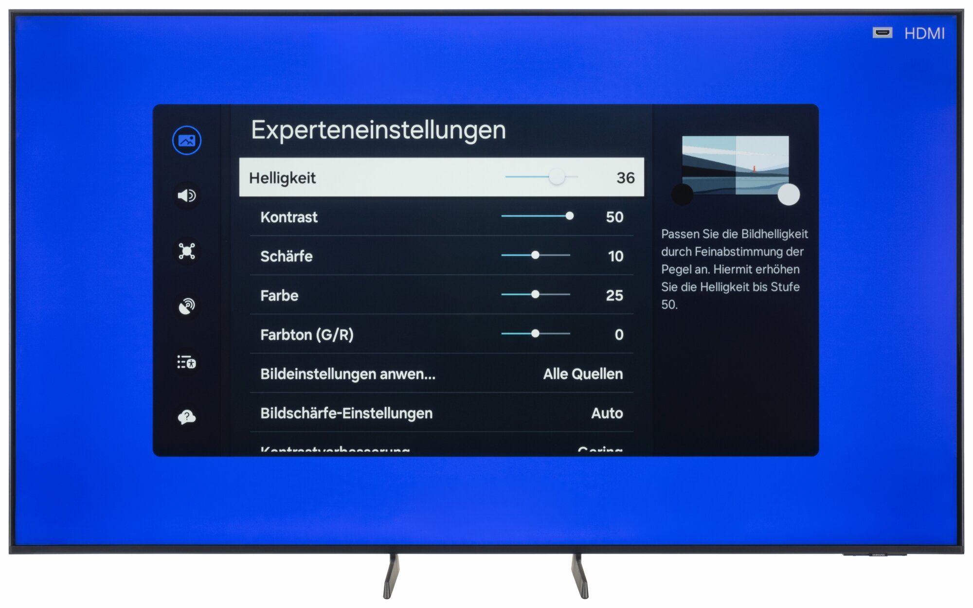 Samsung GU65DU7179U Bildschirmmenü