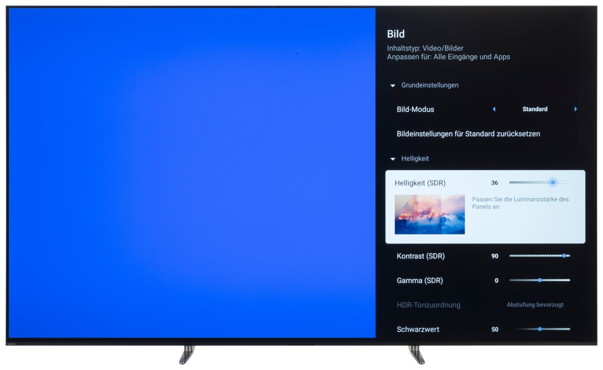 Sony K-65XR80 Bildschirmmenü