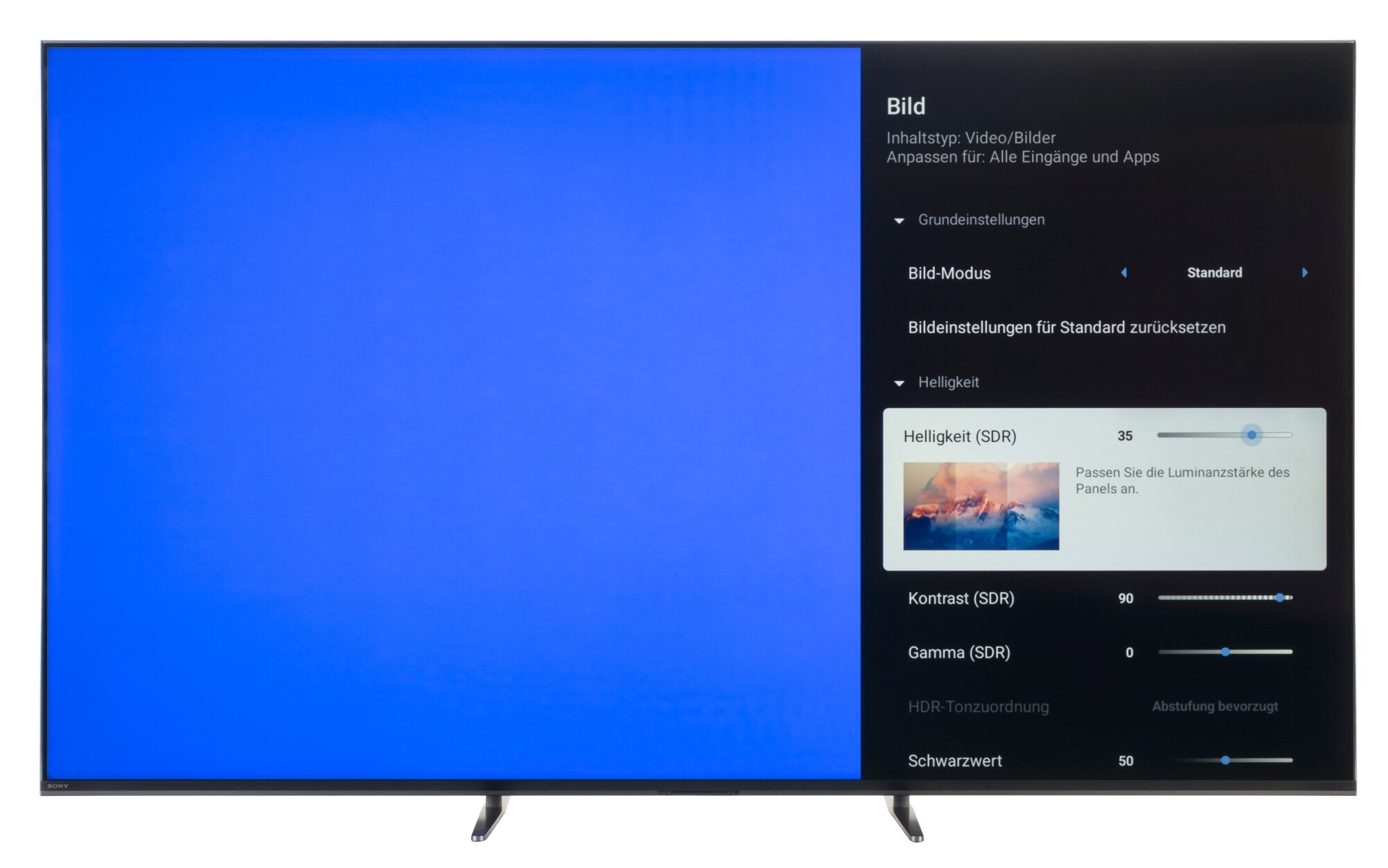 Sony K-65XR70 Bildschirmmenü