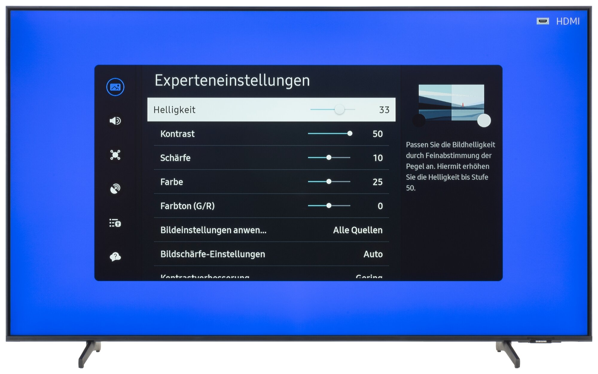 Samsung GU55DU8079U Bildschirmmenü