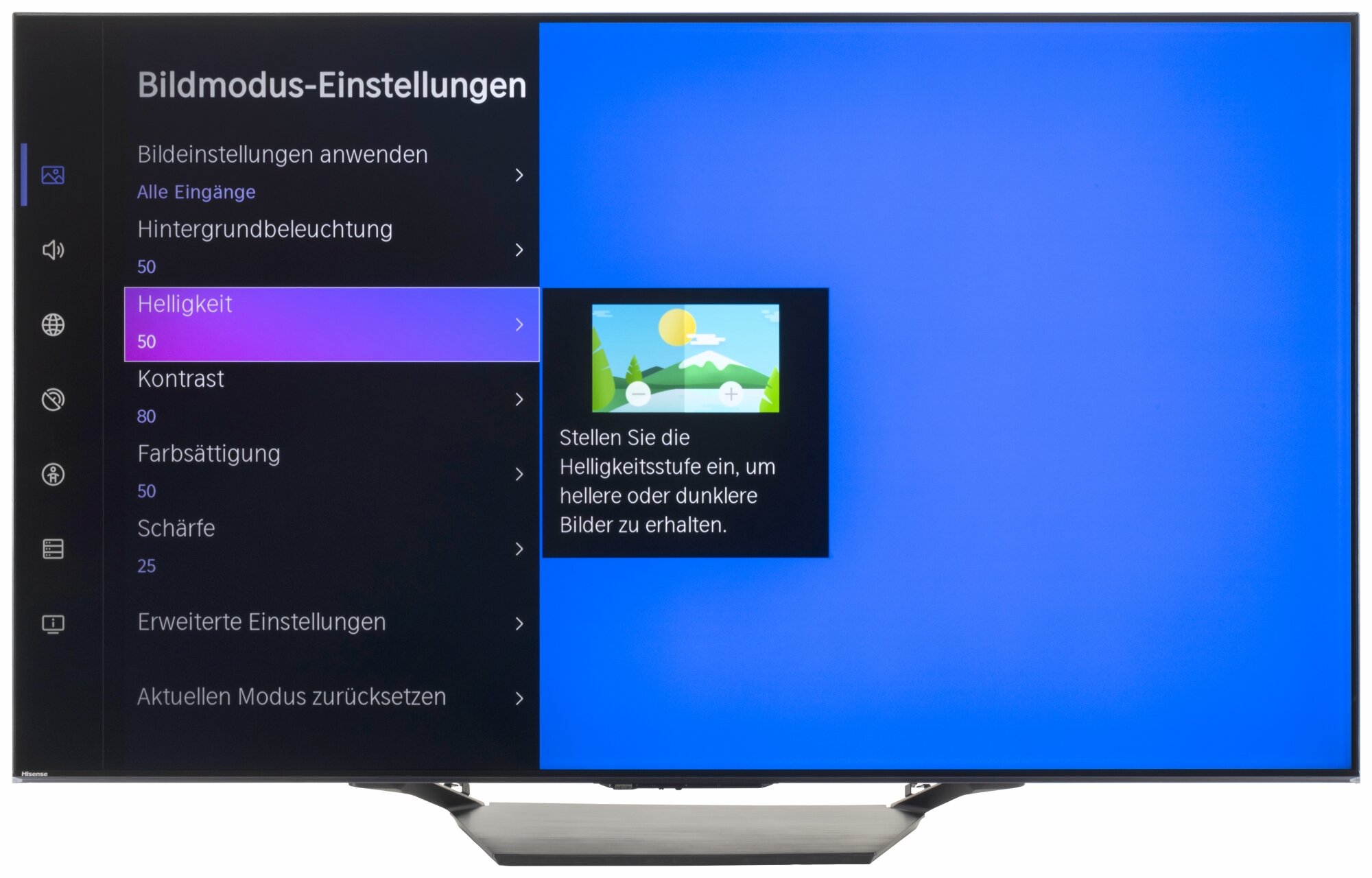 Hisense 65U7NQ Bildschirmmenü