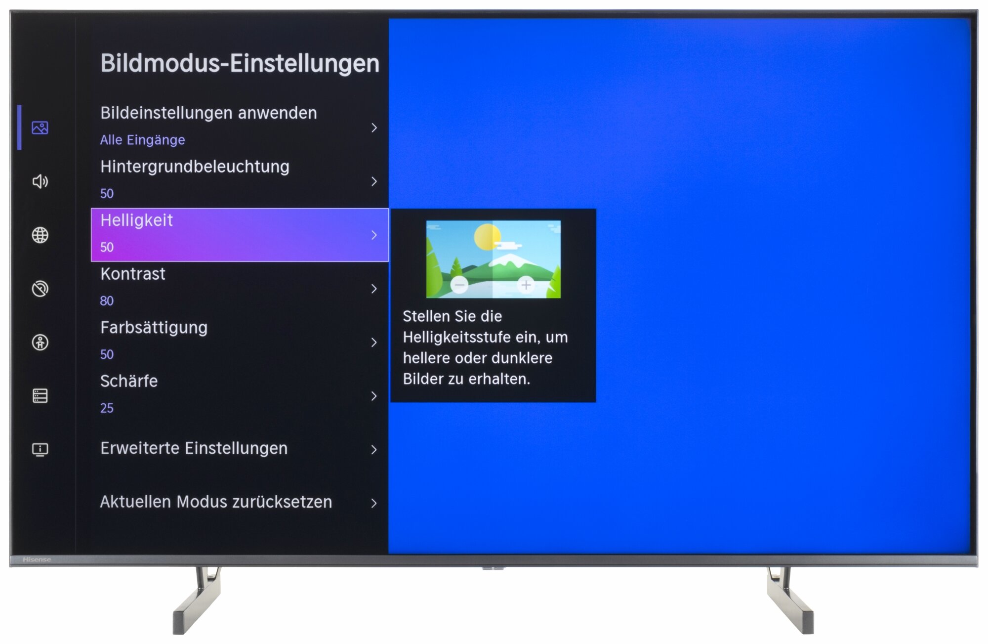 Hisense 50U6NQ Bildschirmmenü