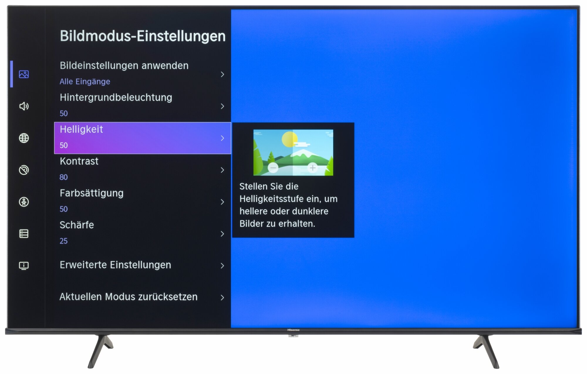 Hisense 65E7NQ Bildschirmmenü