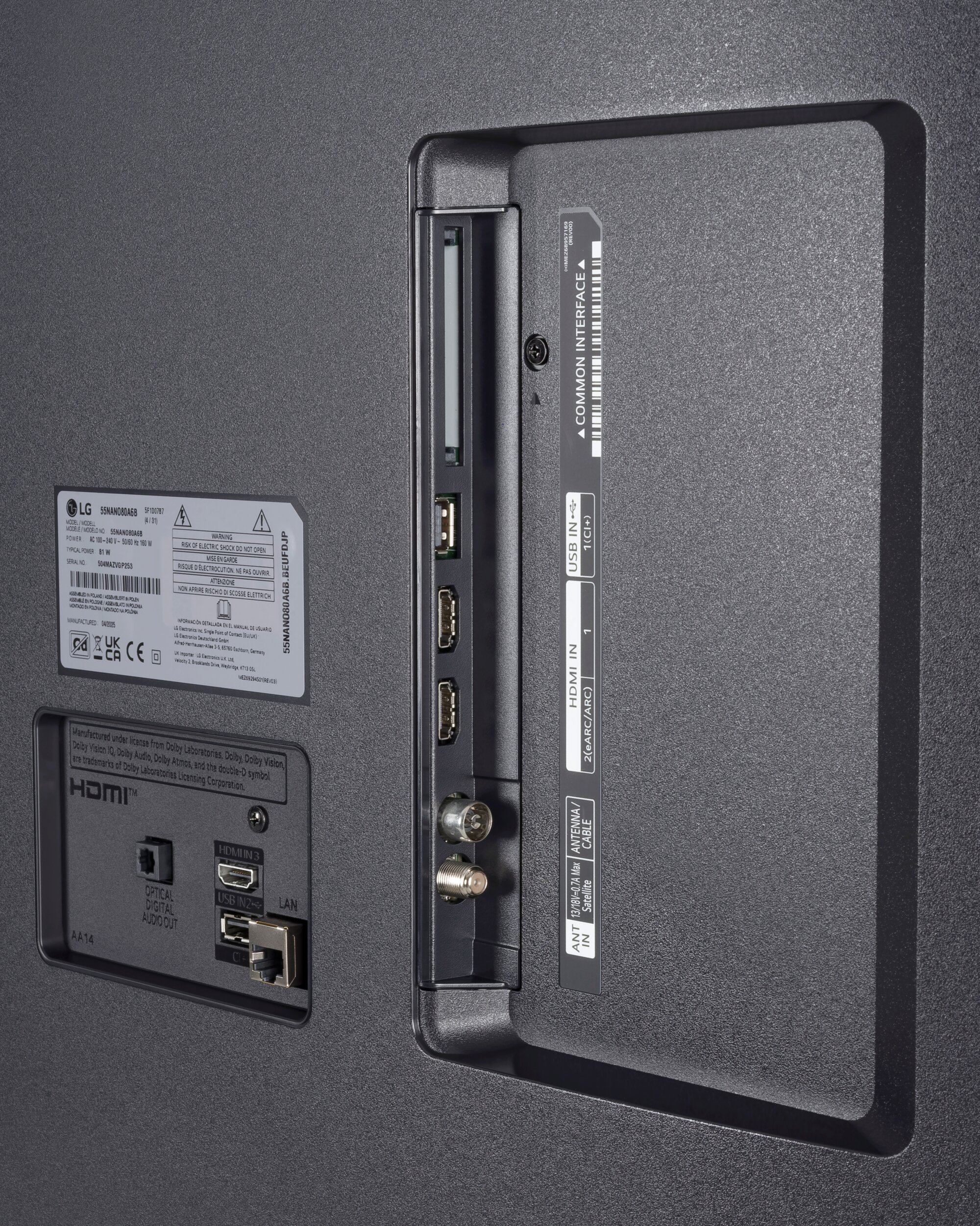 LG 55NANO80A6B Anschlüsse