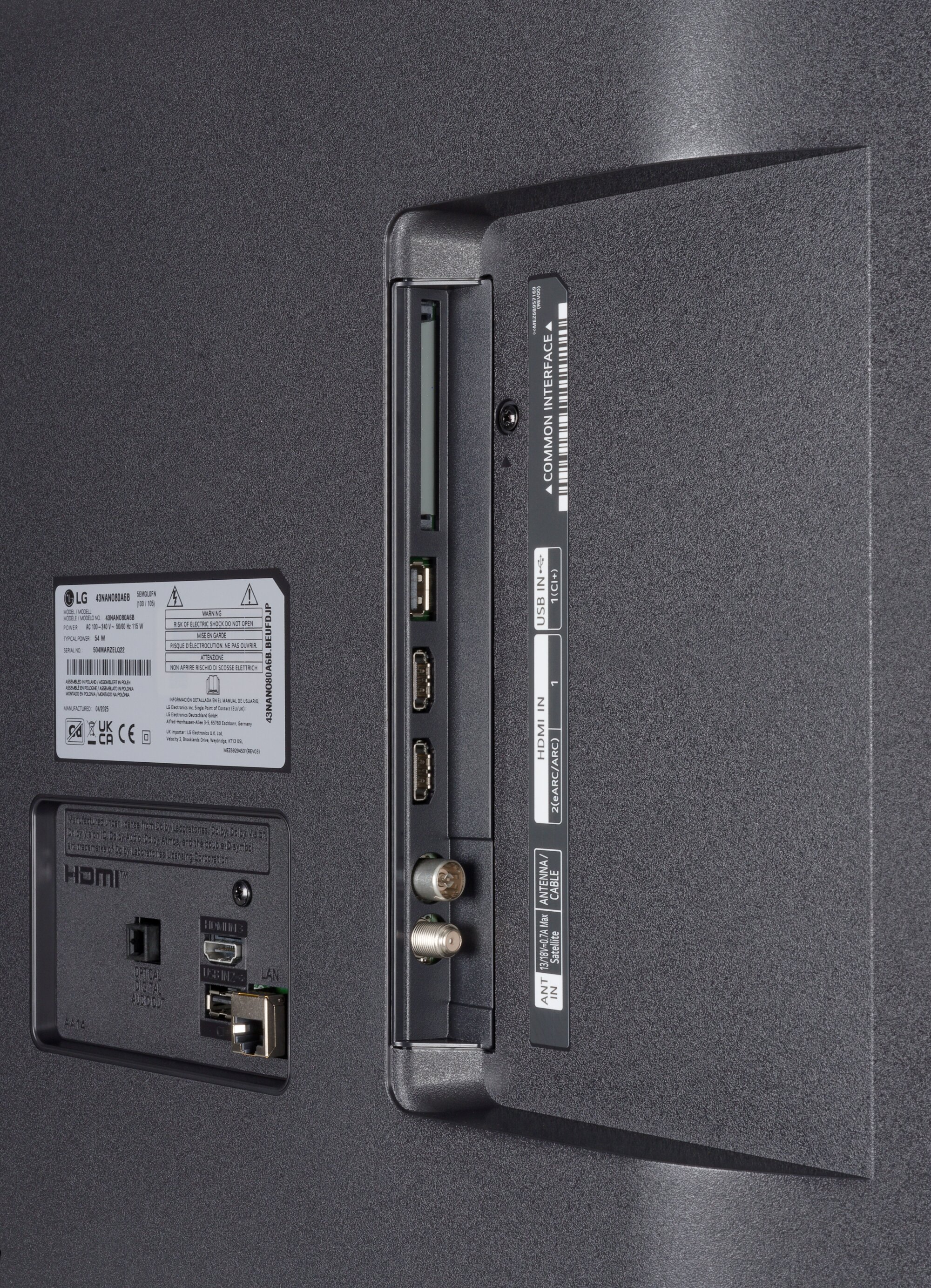 LG 43NANO80A6B Anschlüsse