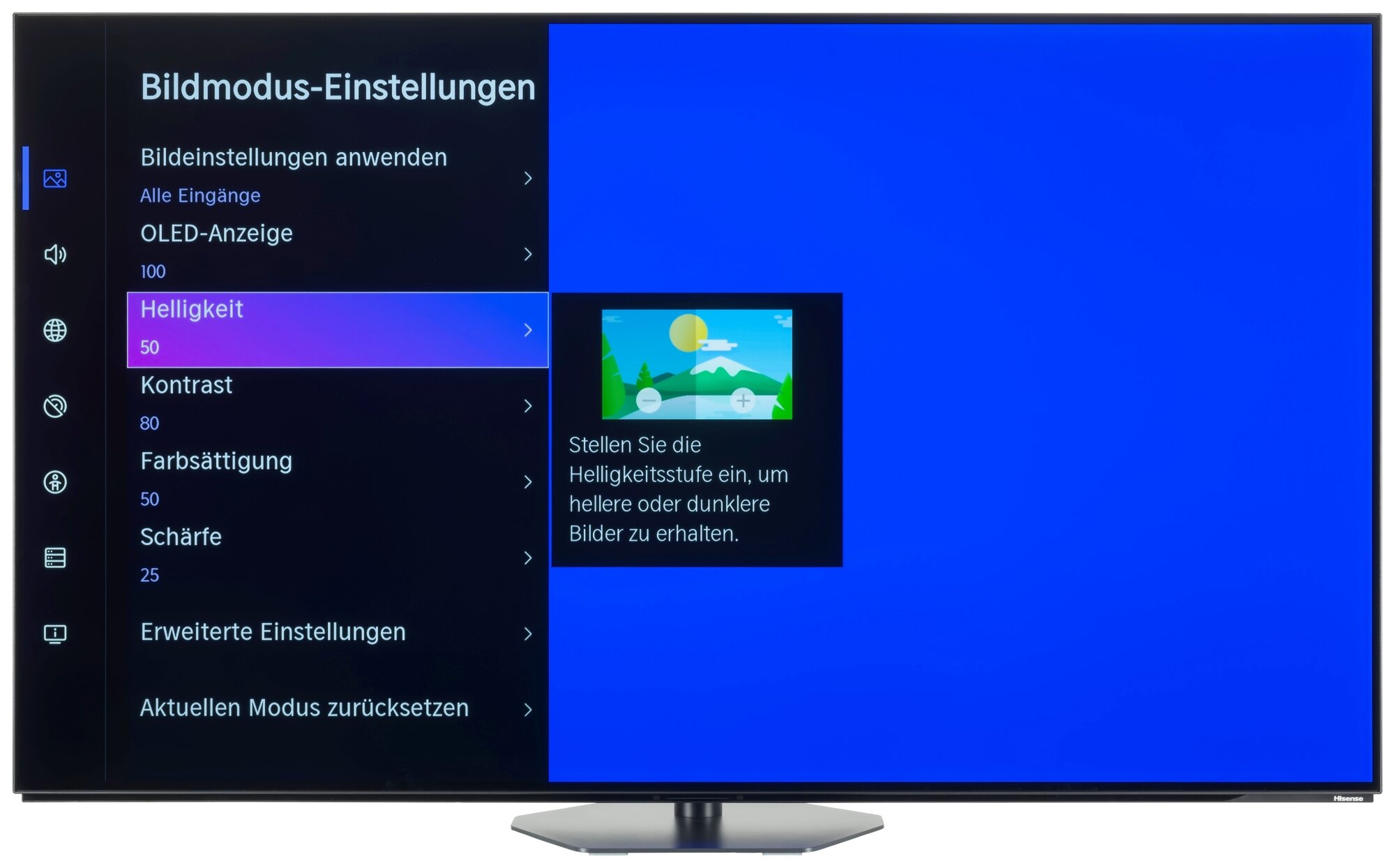 Hisense 65A85N Bildschirmmenü