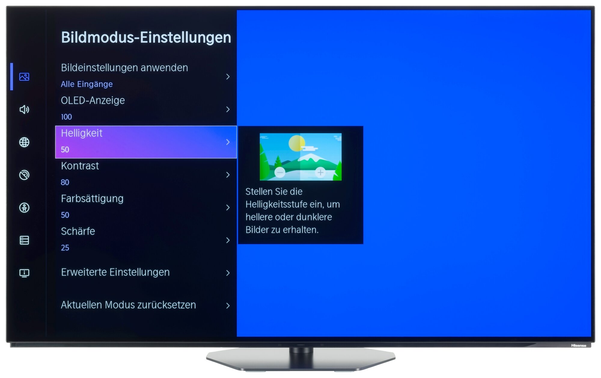 Hisense 55A85N Bildschirmmenü