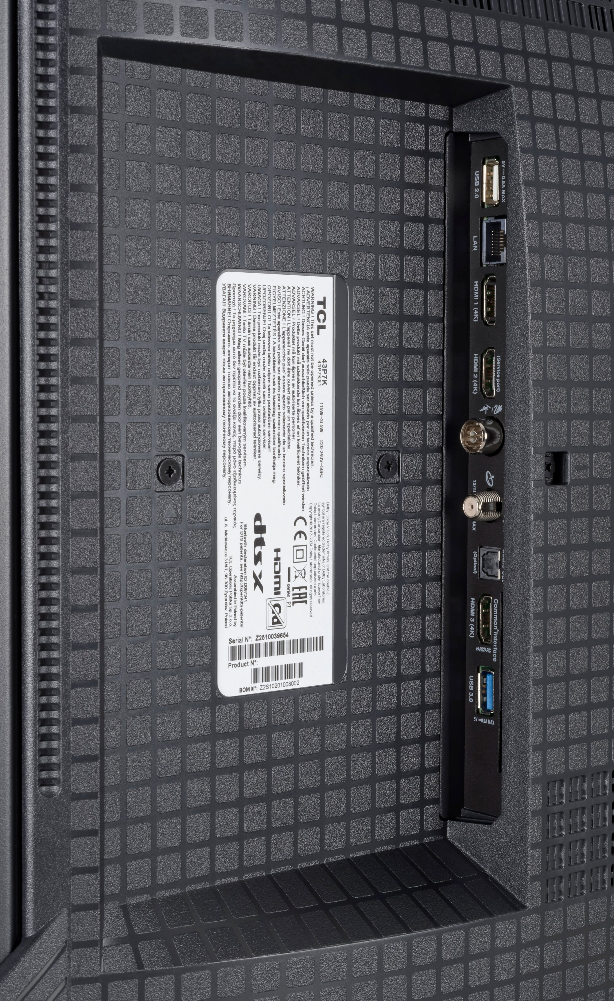 TCL 43P7KX1 Anschlüsse