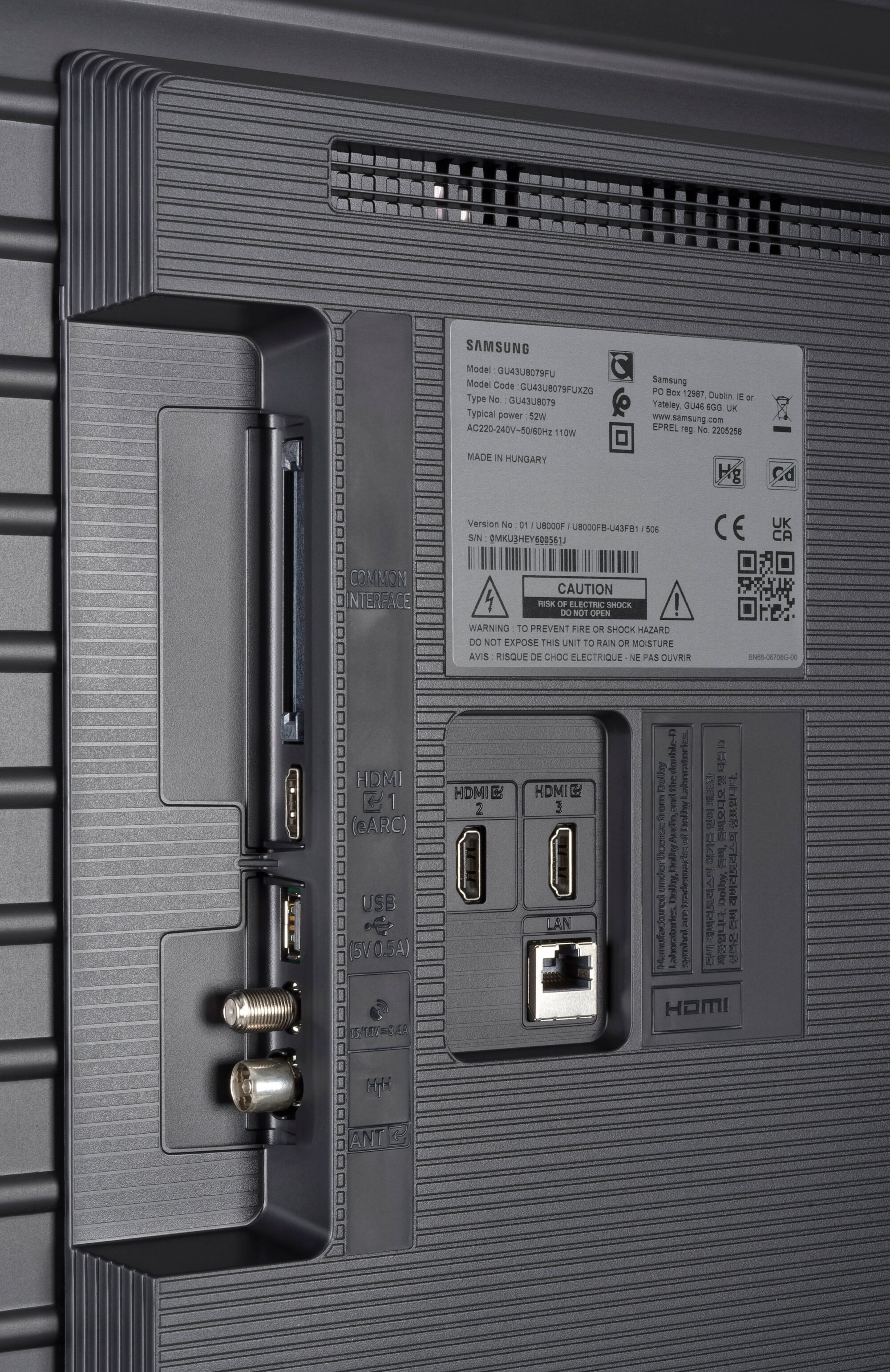 Samsung GU43U8079FU Anschlüsse
