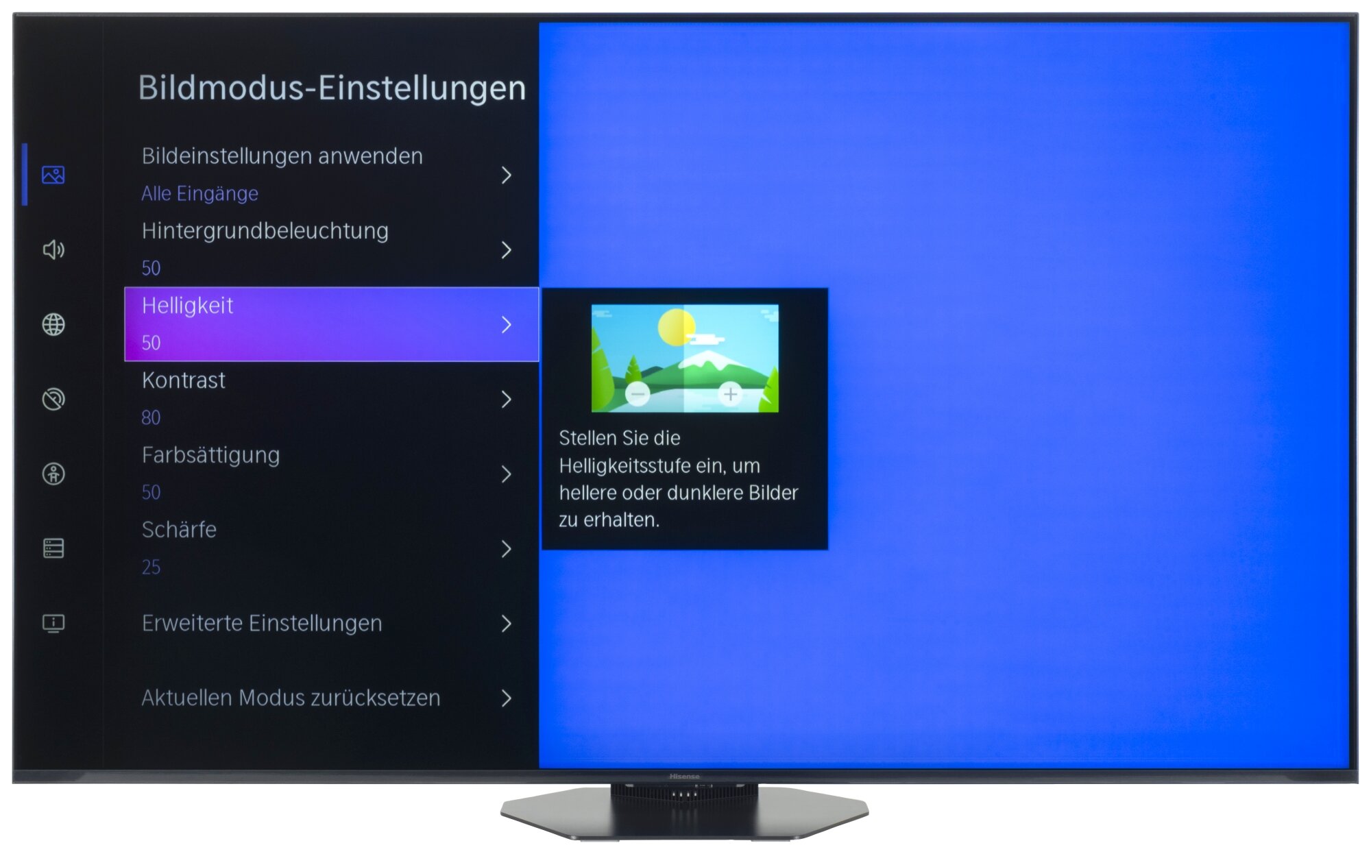 Hisense 65U8Q Bildschirmmenü