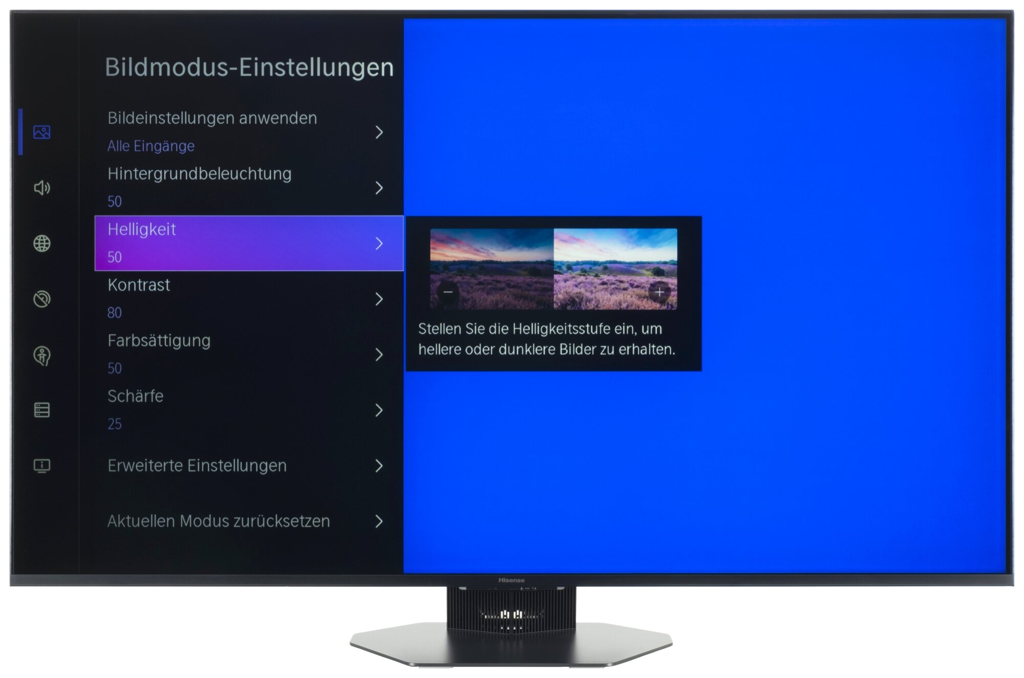 Hisense 55U8Q Bildschirmmenü