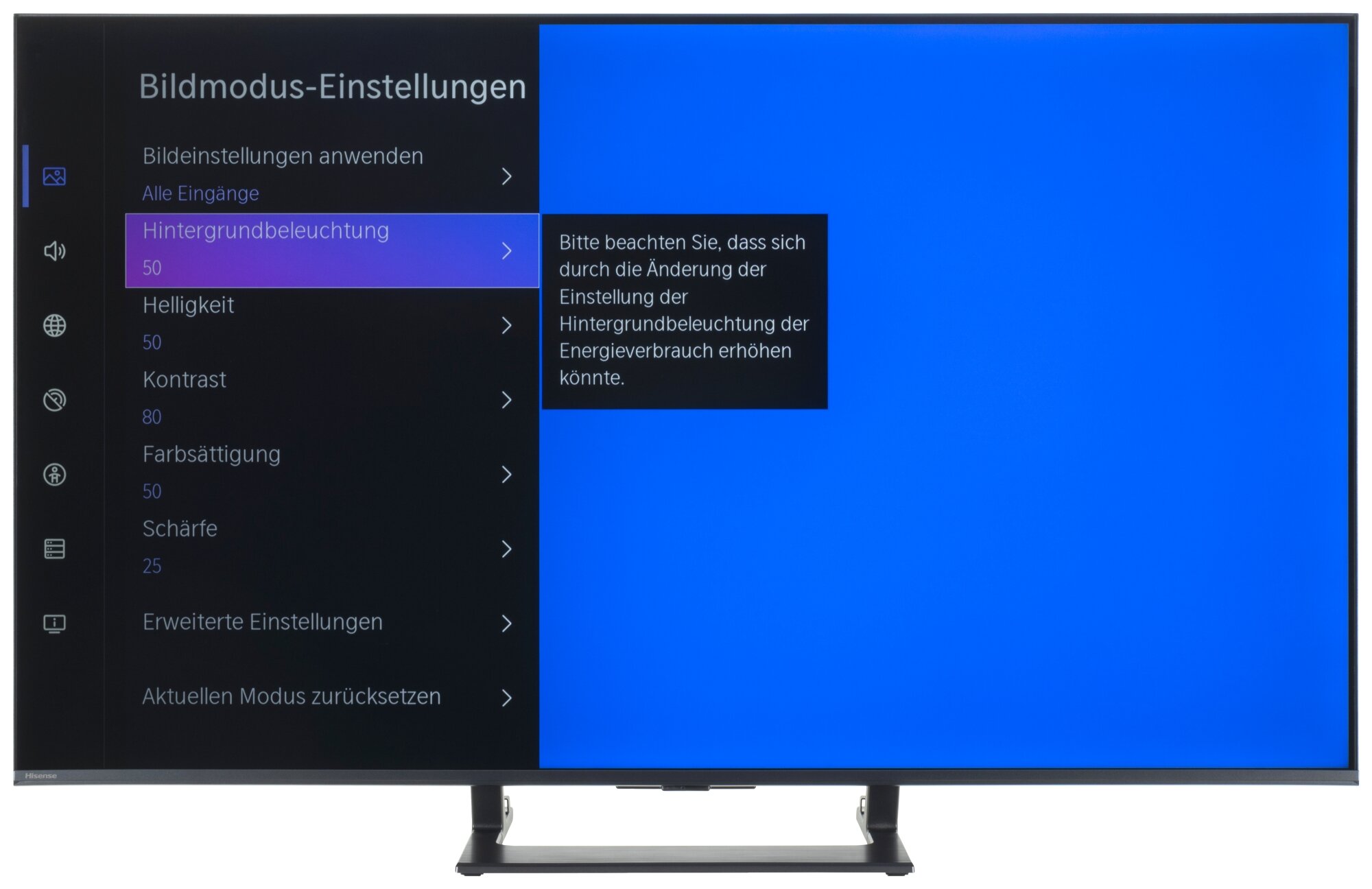 Hisense 55E8Q Bildschirmmenü