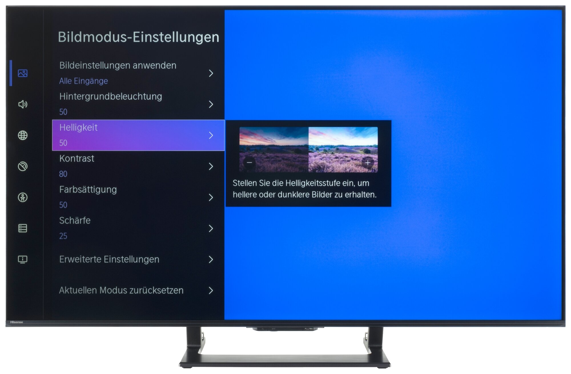 Hisense 50E8Q Bildschirmmenü