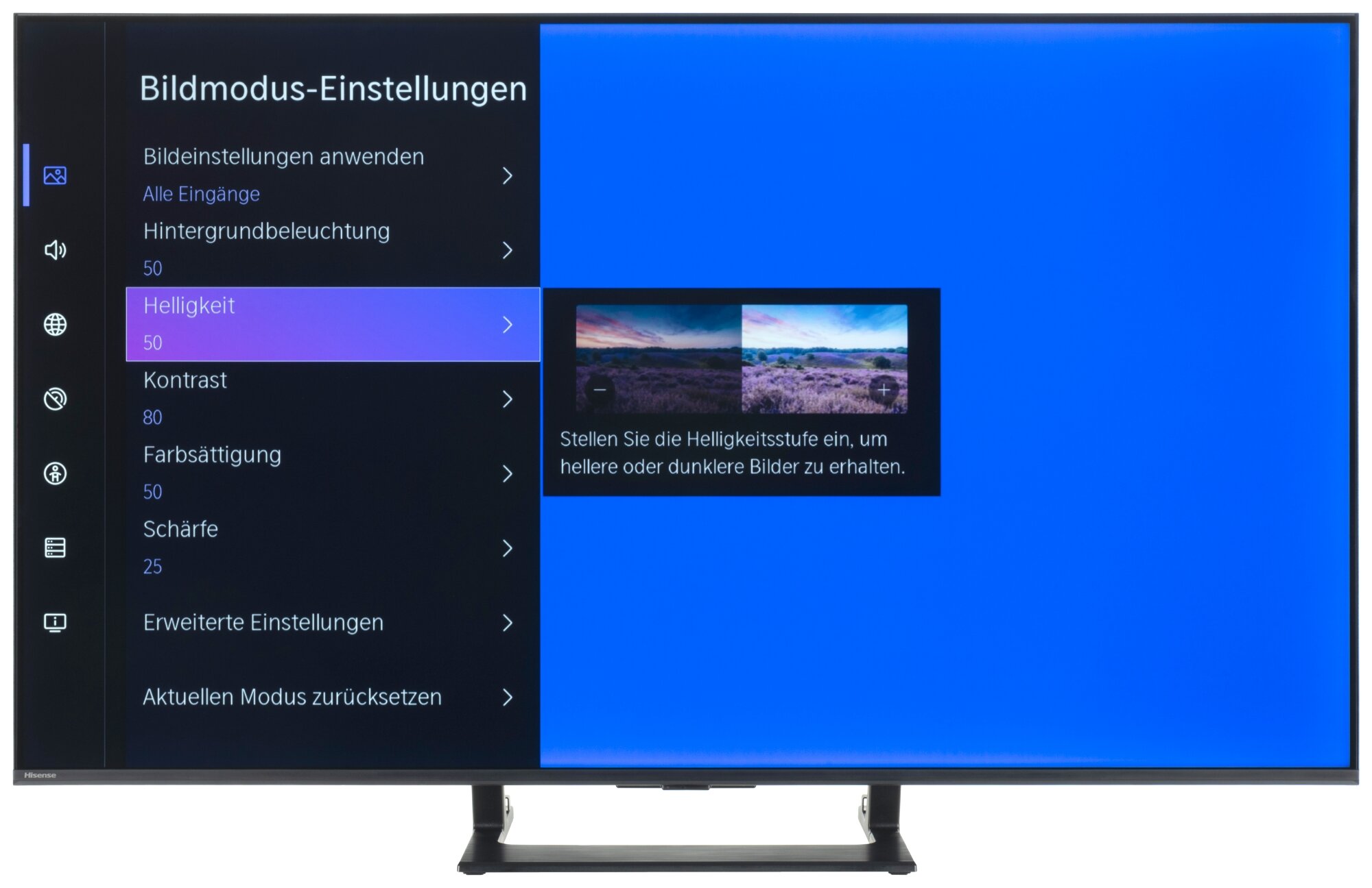 Hisense 55A7Q Bildschirmmenü