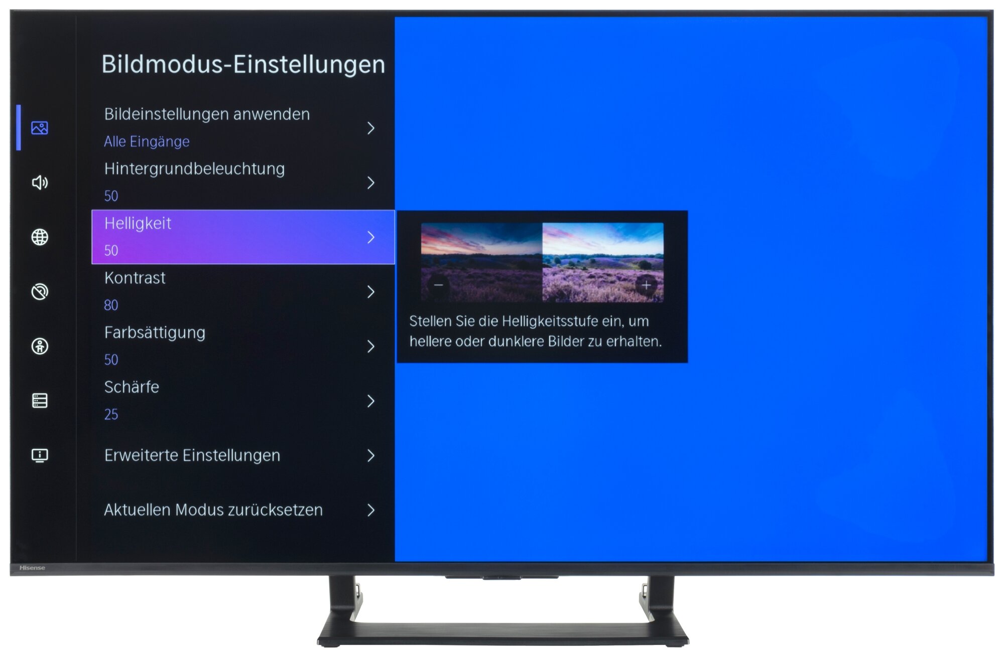 Hisense 50A7Q Bildschirmmenü