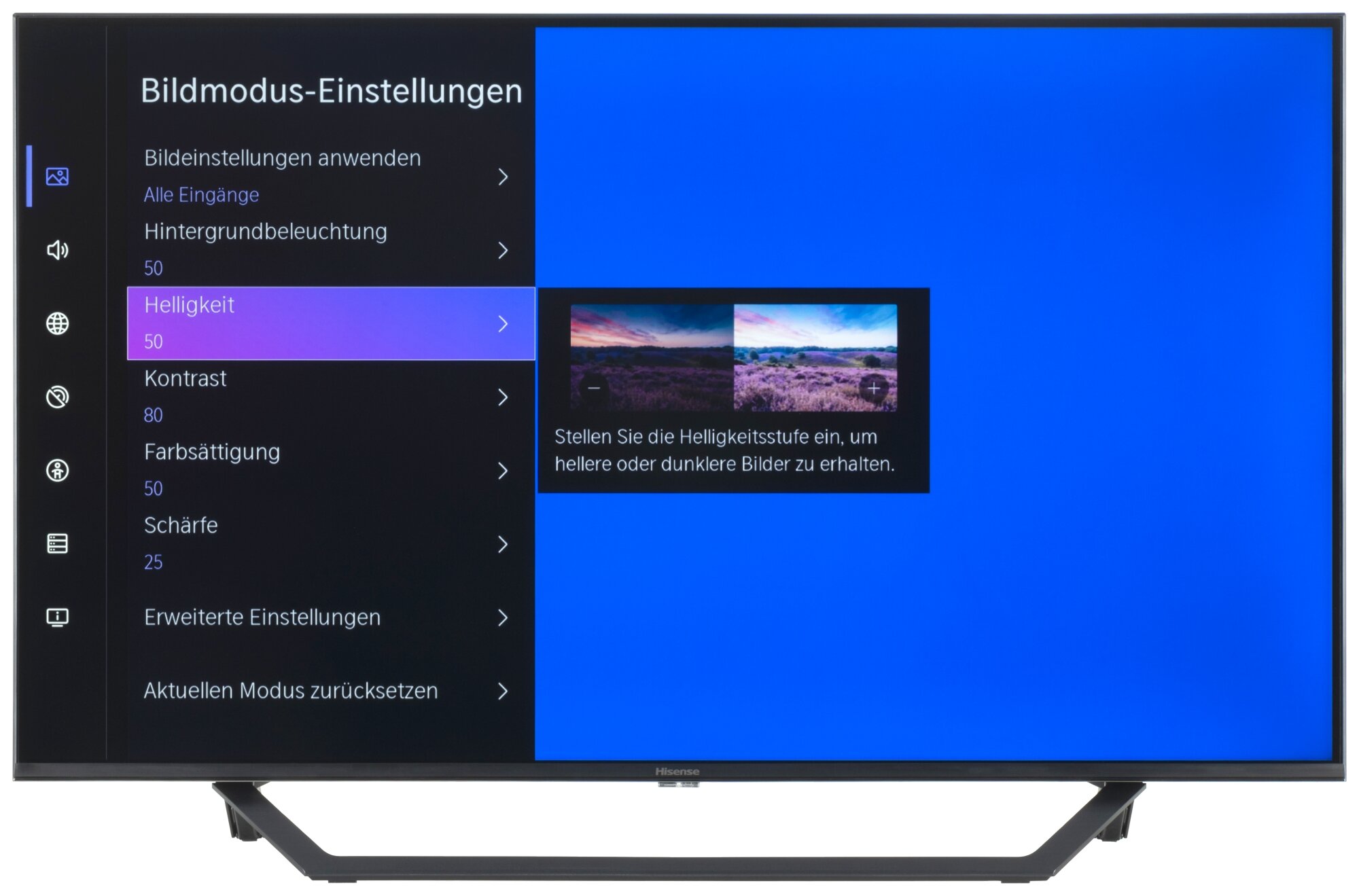 Hisense 43A7Q Bildschirmmenü