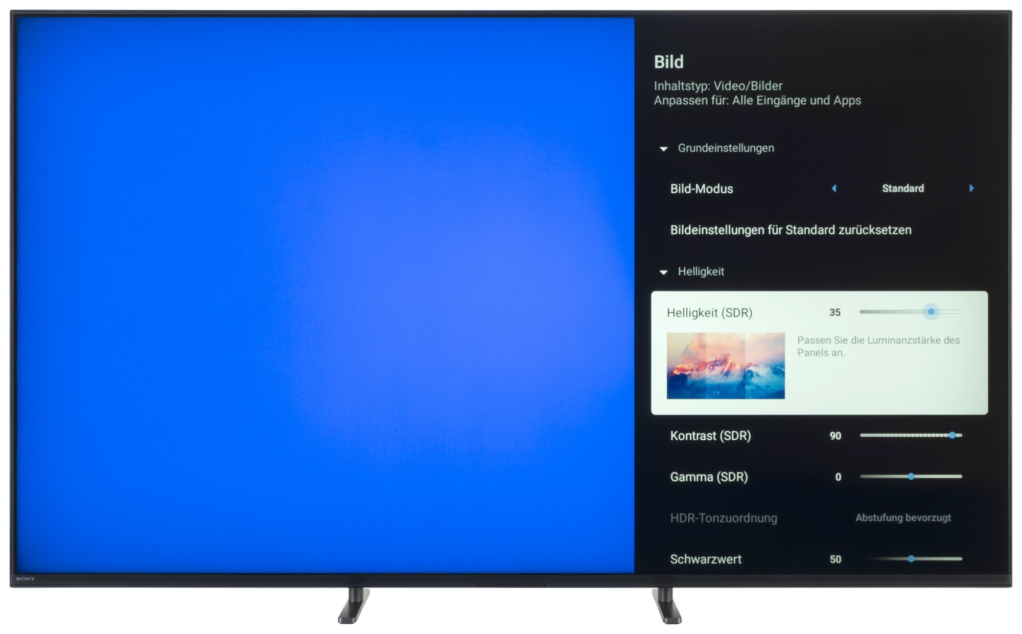 Sony K-55XR5 Bildschirmmenü