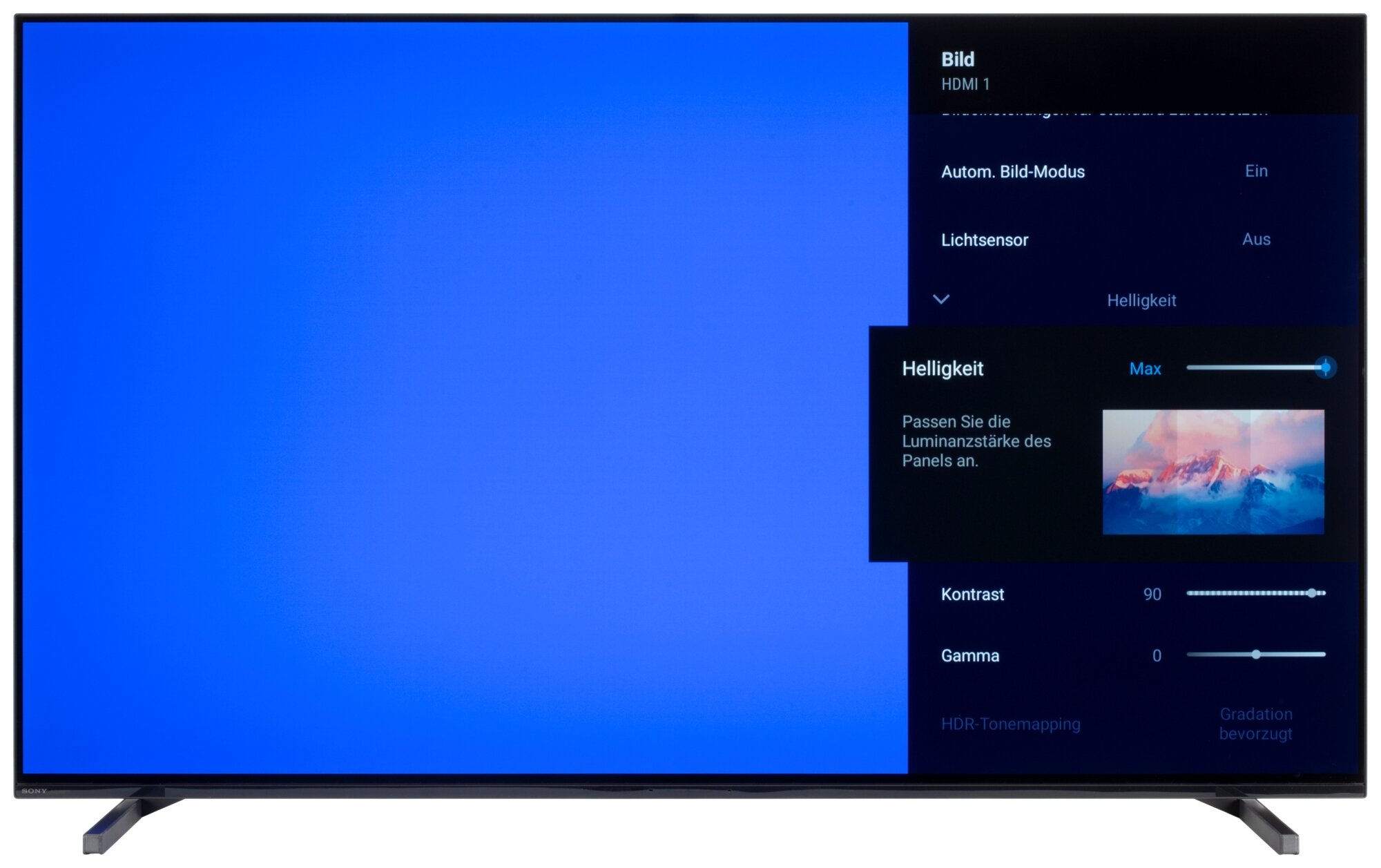 Sony XR-55A80J Bildschirmmenü