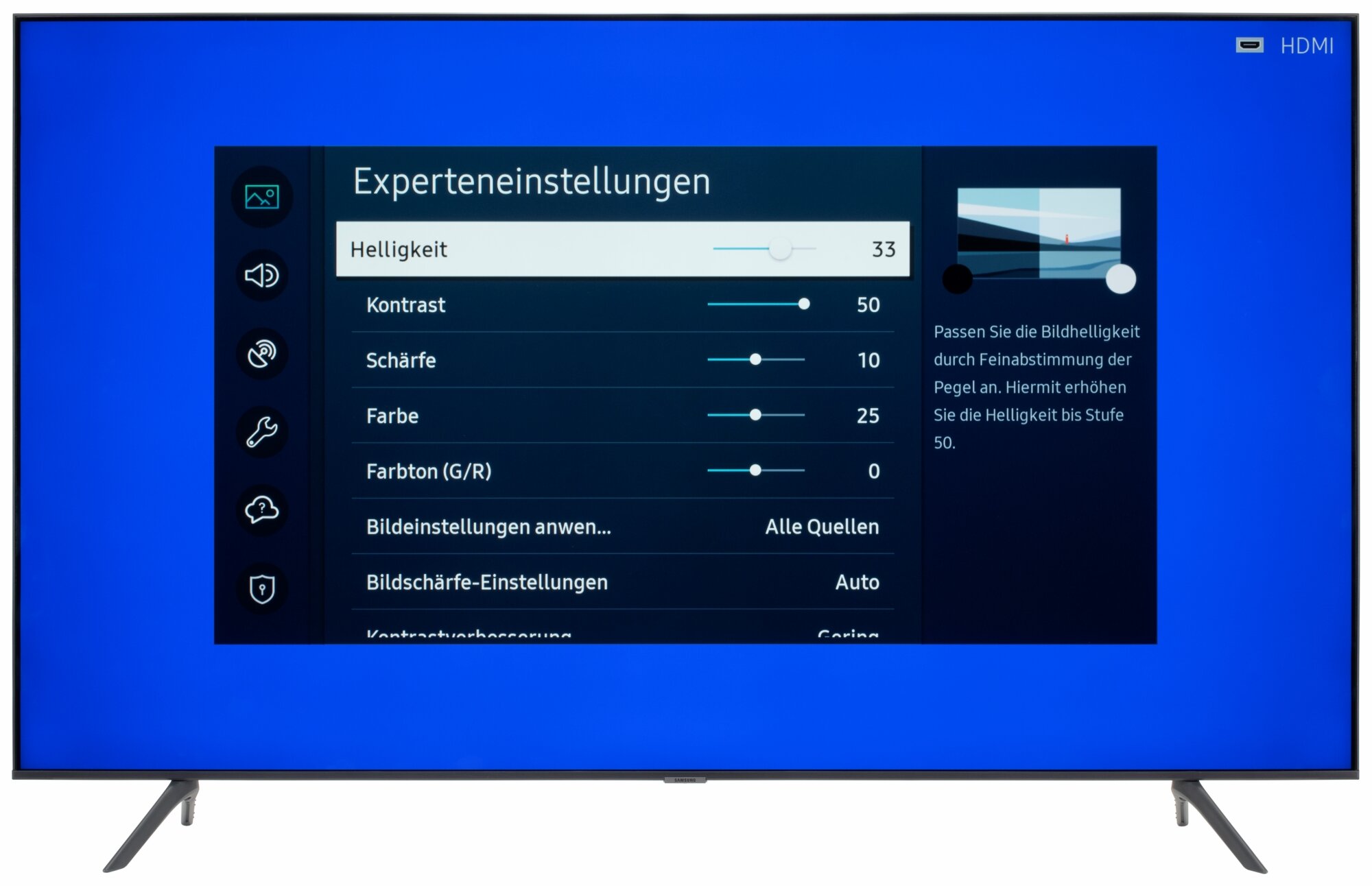 Samsung GU65AU7179U Bildschirmmenü