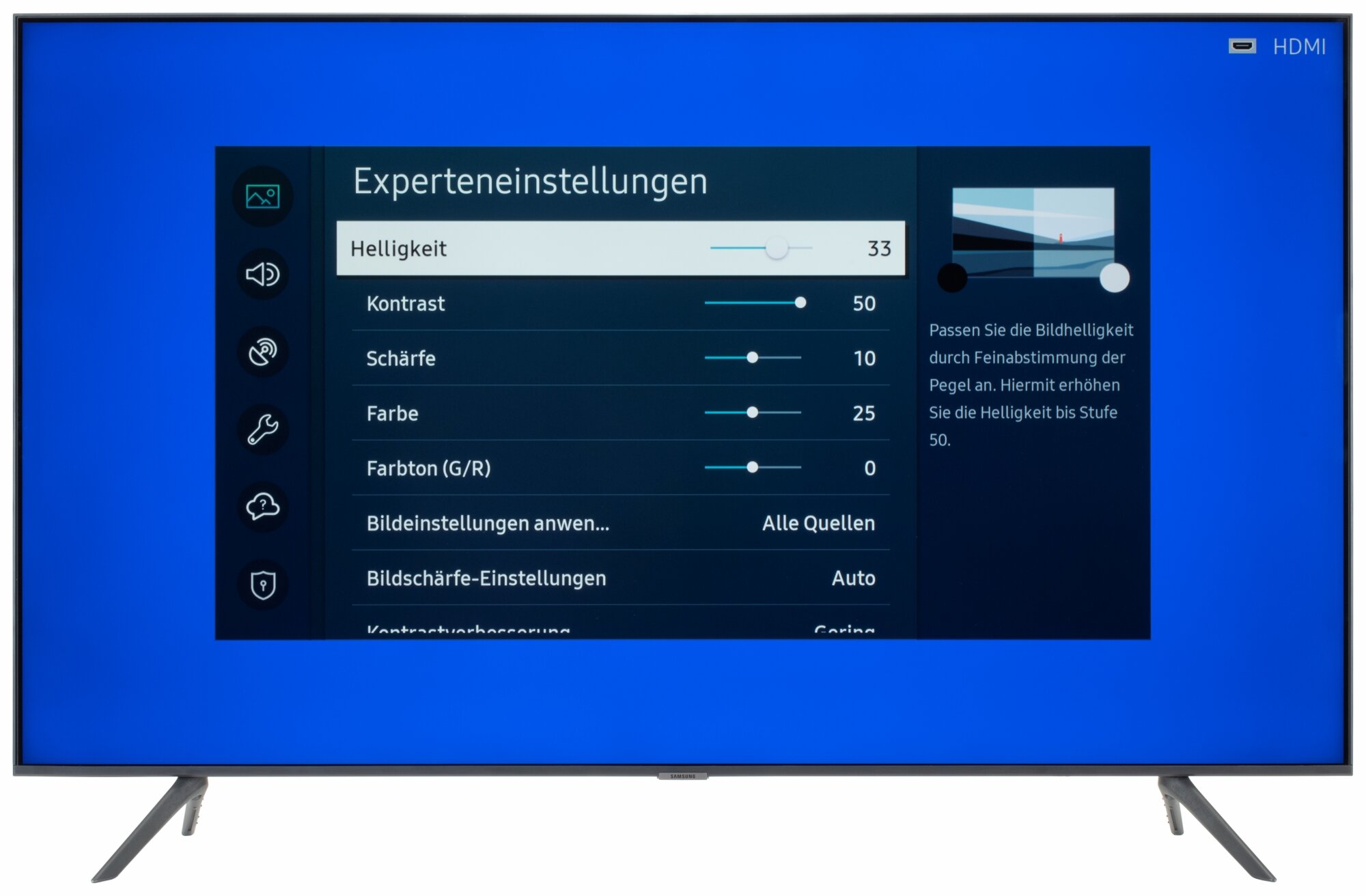 Samsung GU55AU7179U Bildschirmmenü