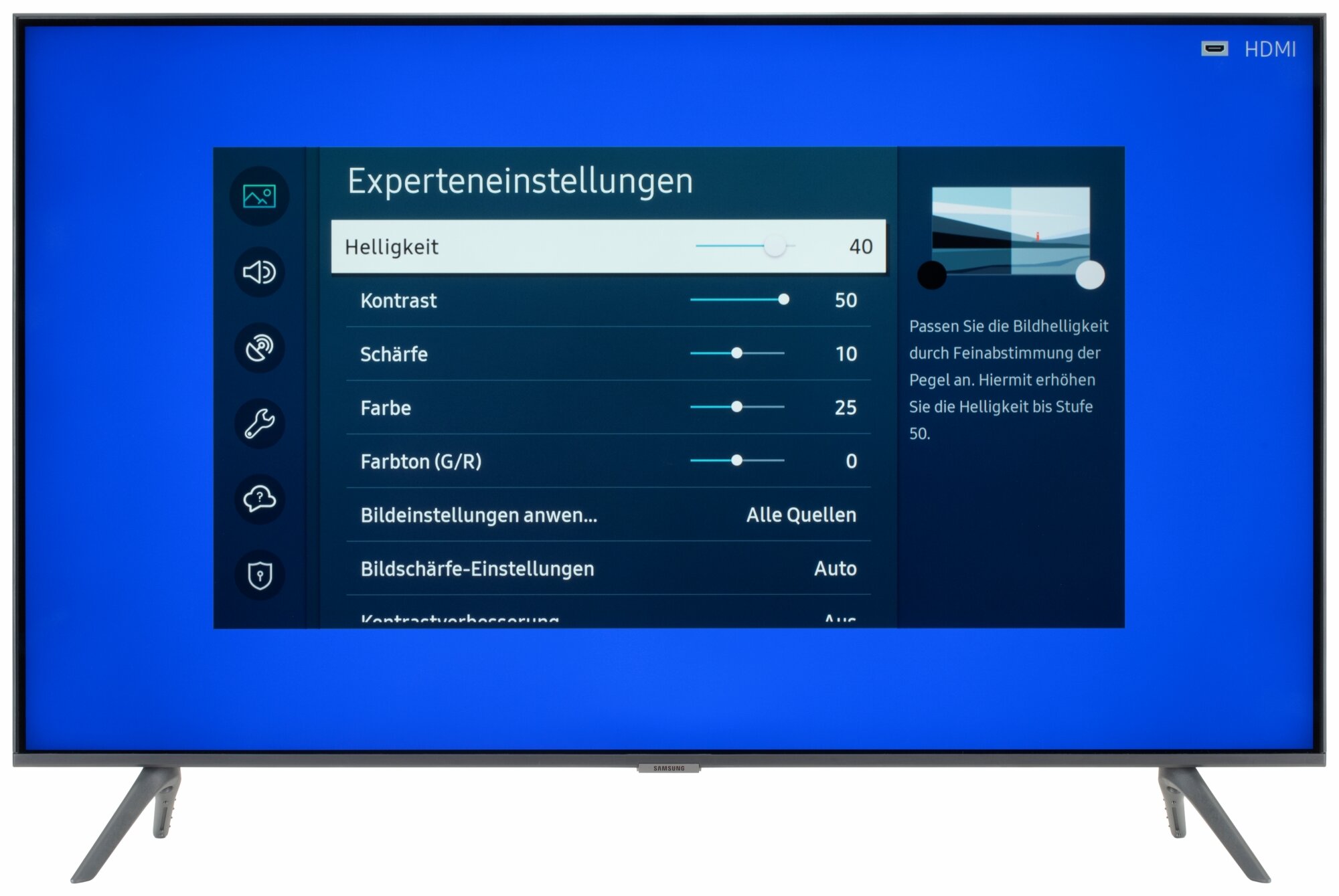 Samsung GU43AU7179U Bildschirmmenü