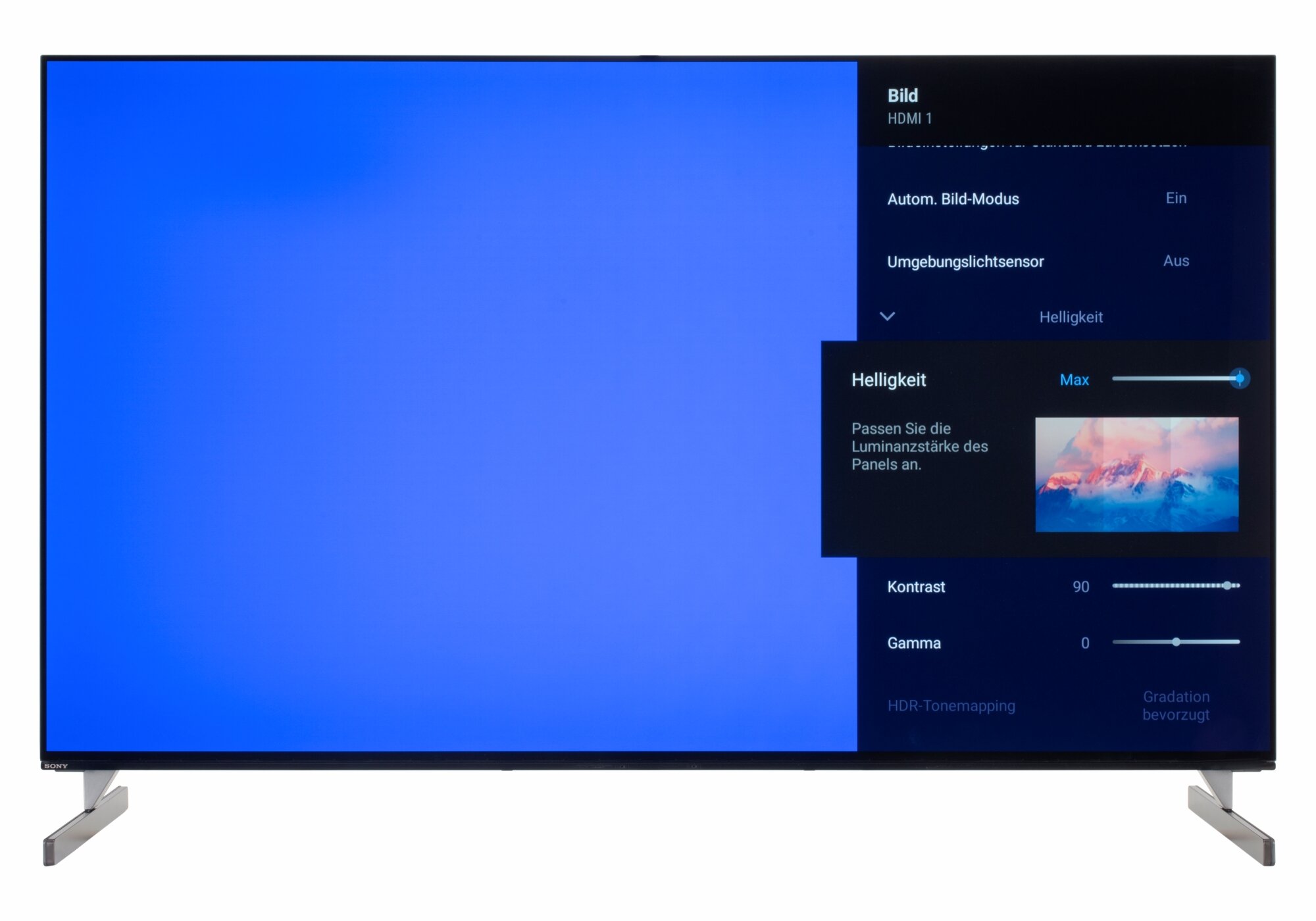 Sony XR-55A90J Bildschirmmenü