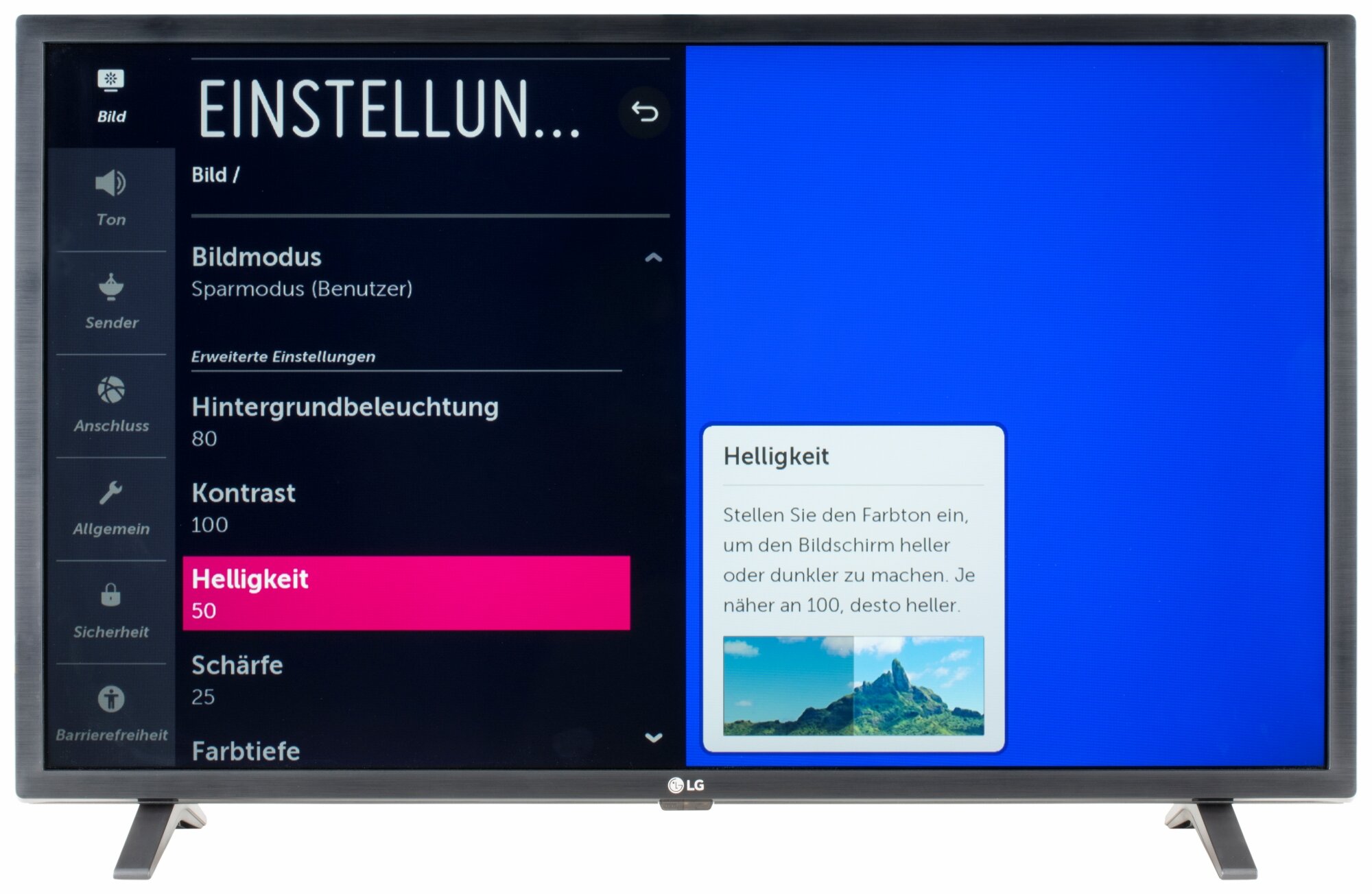 LG 32LM6370PLA Bildschirmmenü