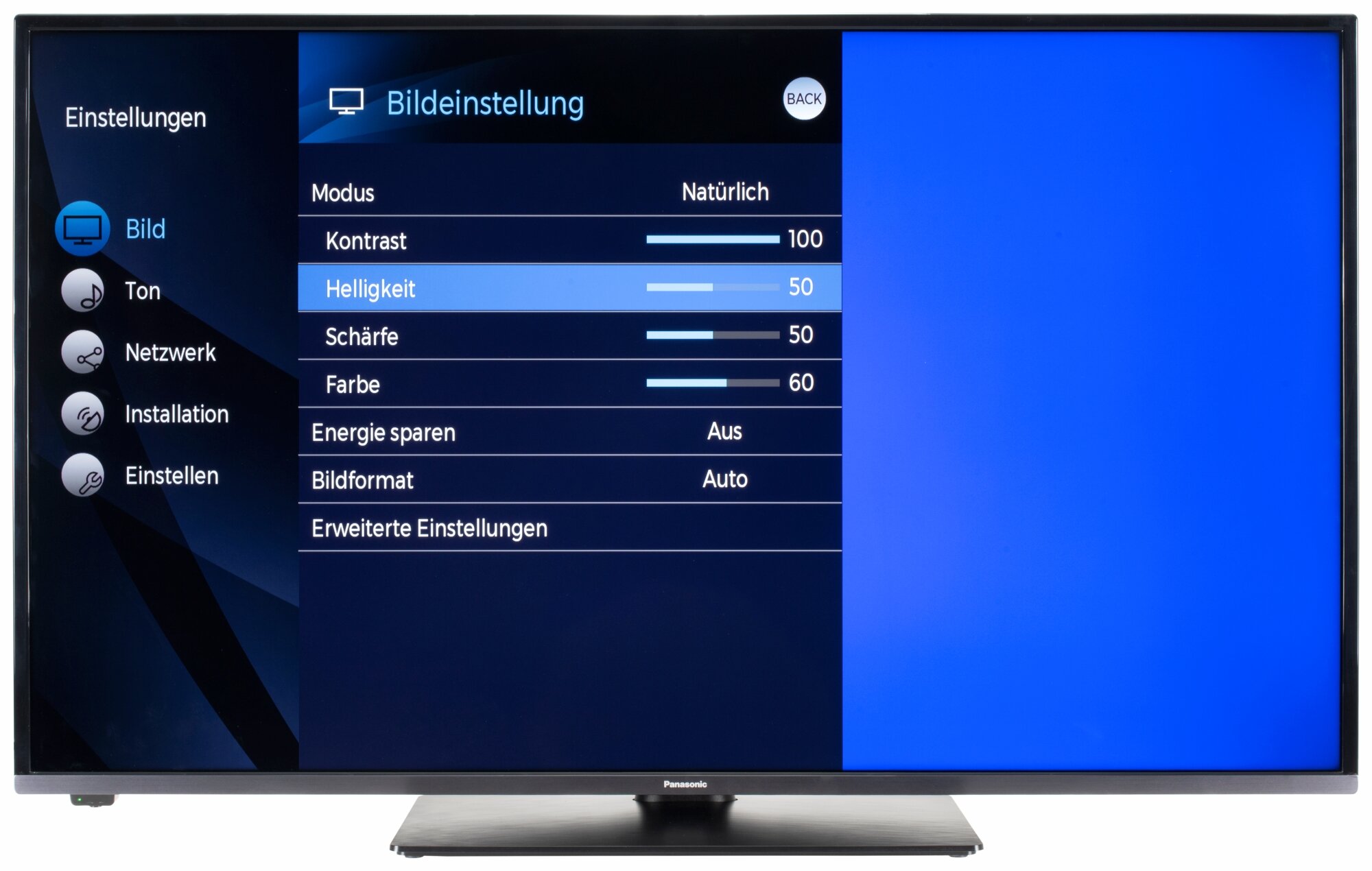 Panasonic TX-50JXW604 Bildschirmmenü
